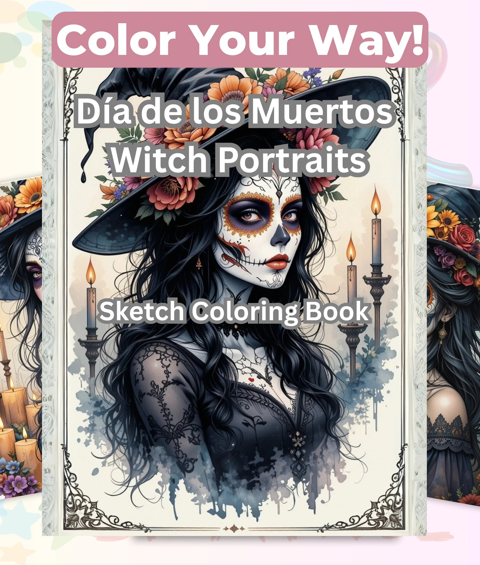 Día de los Muertos Witch Sketch Coloring Book Bundle - CraftNest - Digital Crafting and Art