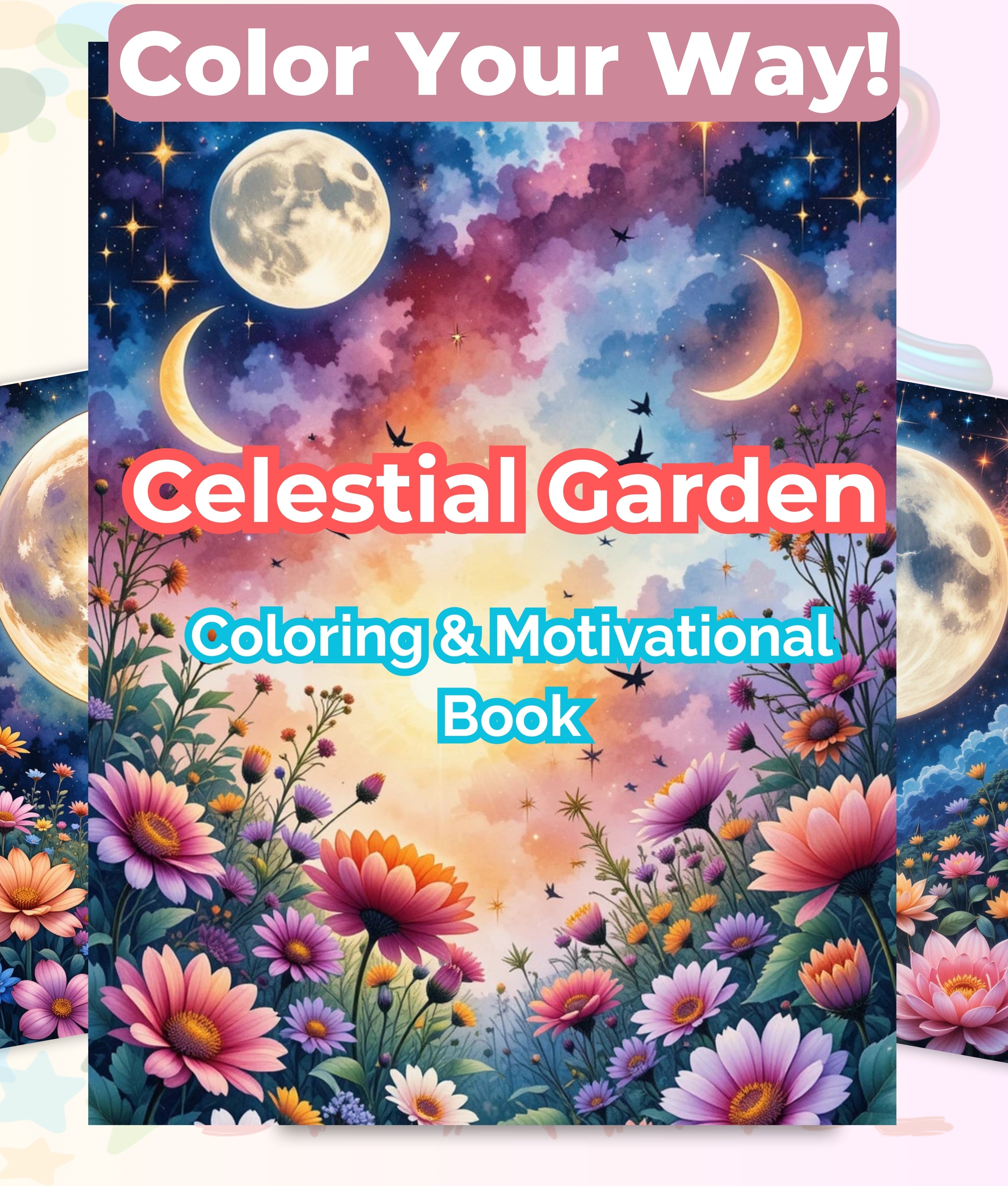 Celestial Garden Motivational Coloring Book Bundle