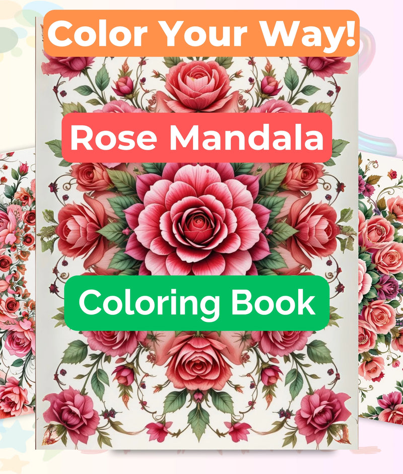 Rose Mandala Coloring Book Bundle - CraftNest - Digital Crafting and Art
