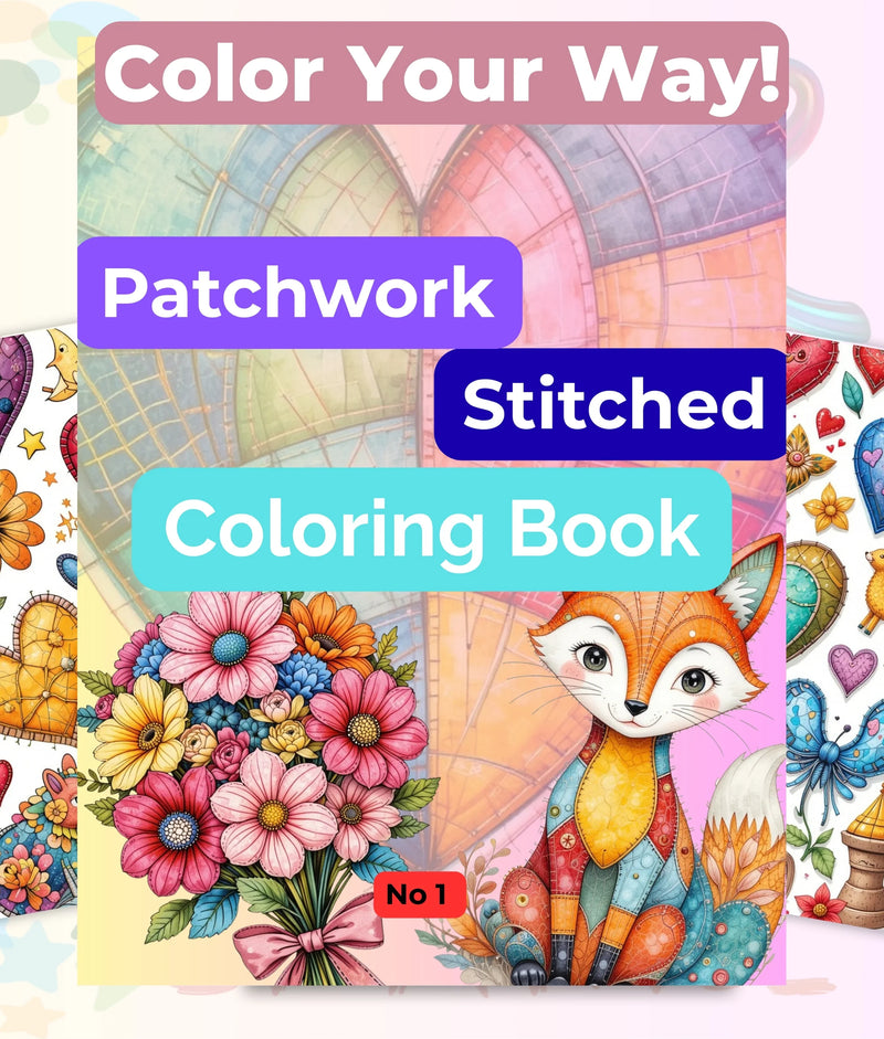 PatchworkStitched Coloring Books Bundle Vol 1 - CraftNest - Digital Crafting and Art