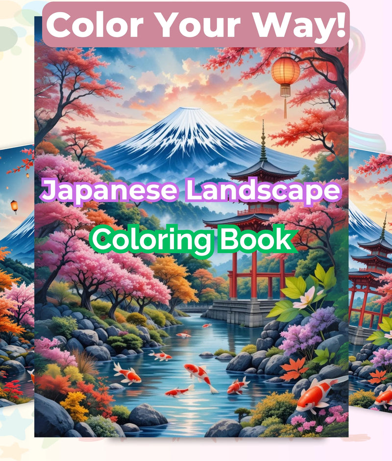 Japanese Landscape Coloring Book Bundle - CraftNest - Digital Crafting and Art