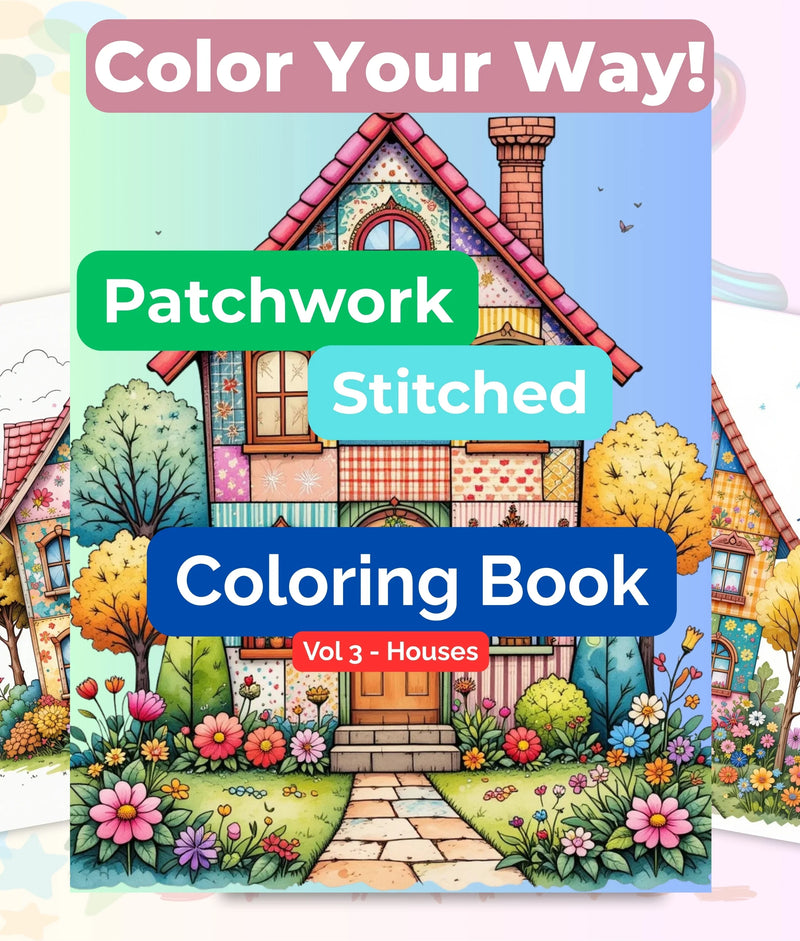 PatchworkStitched Vol 3: Houses Coloring Book Bundle - CraftNest - Digital Crafting and Art