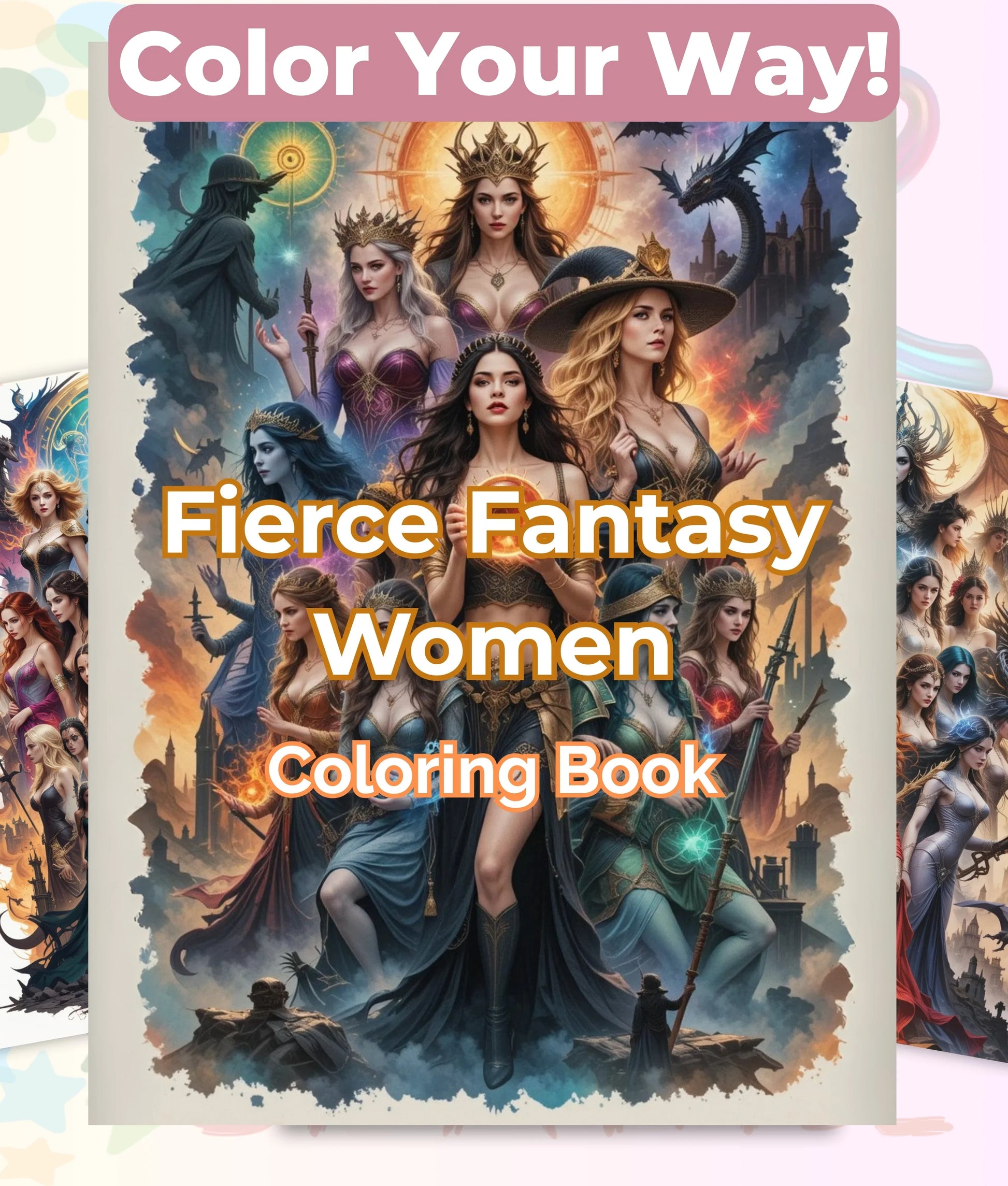 Fierce Fantasy Women Coloring Books Bundle - CraftNest - Digital Crafting and Art