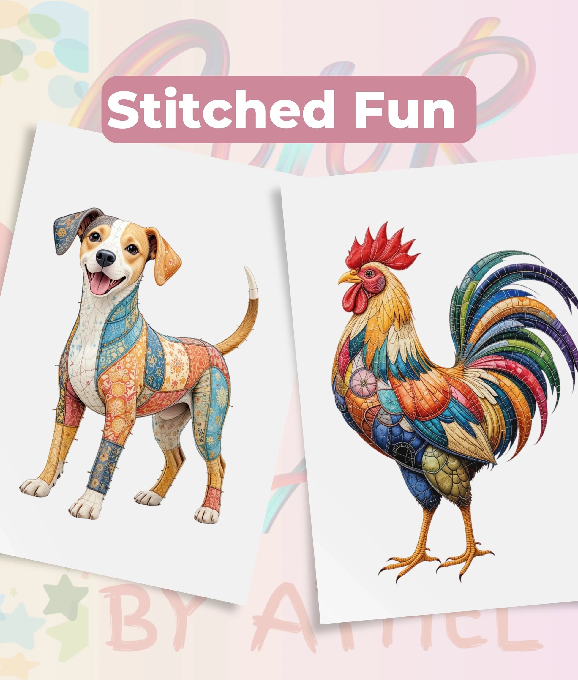 Patchwork Domestic Animals Coloring Book Bundle - CraftNest - Digital Crafting and Art