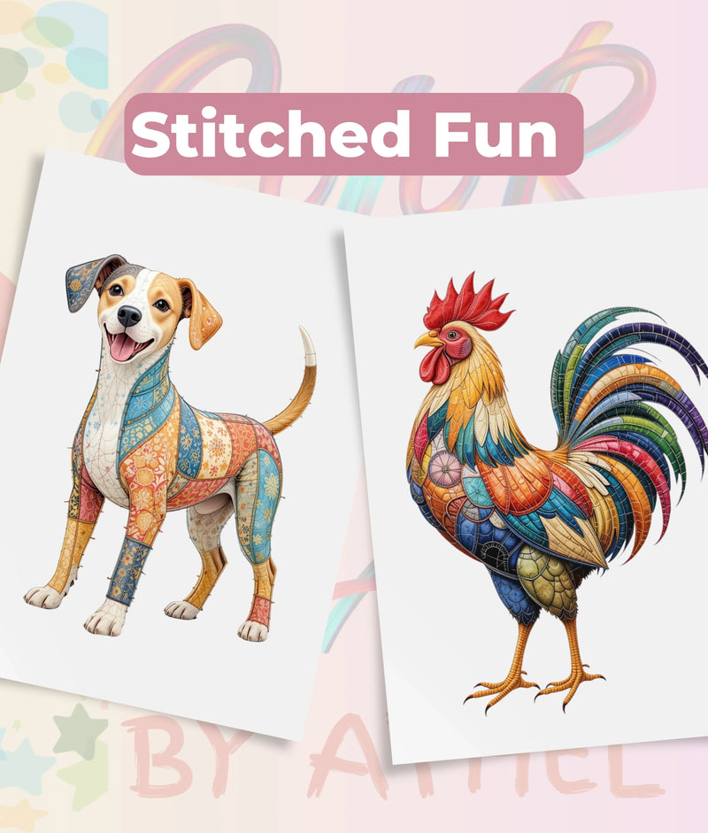 Patchwork Domestic Animals Coloring Book Bundle - CraftNest - Digital Crafting and Art