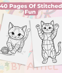 PatchworkStitched Cats Coloring Book Series Vol 6 - CraftNest - Digital Crafting and Art