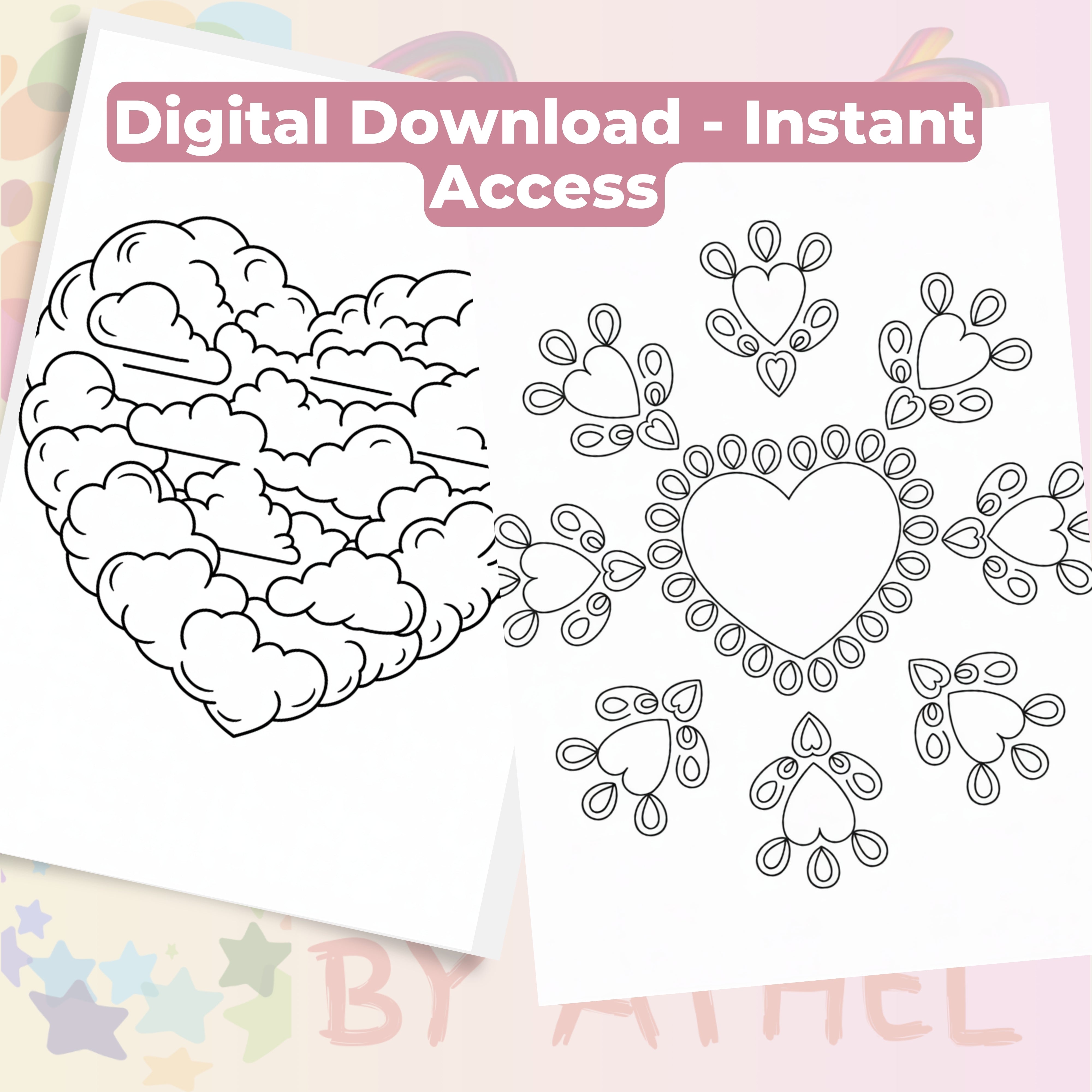 Heart Mandala Coloring Book Bundle