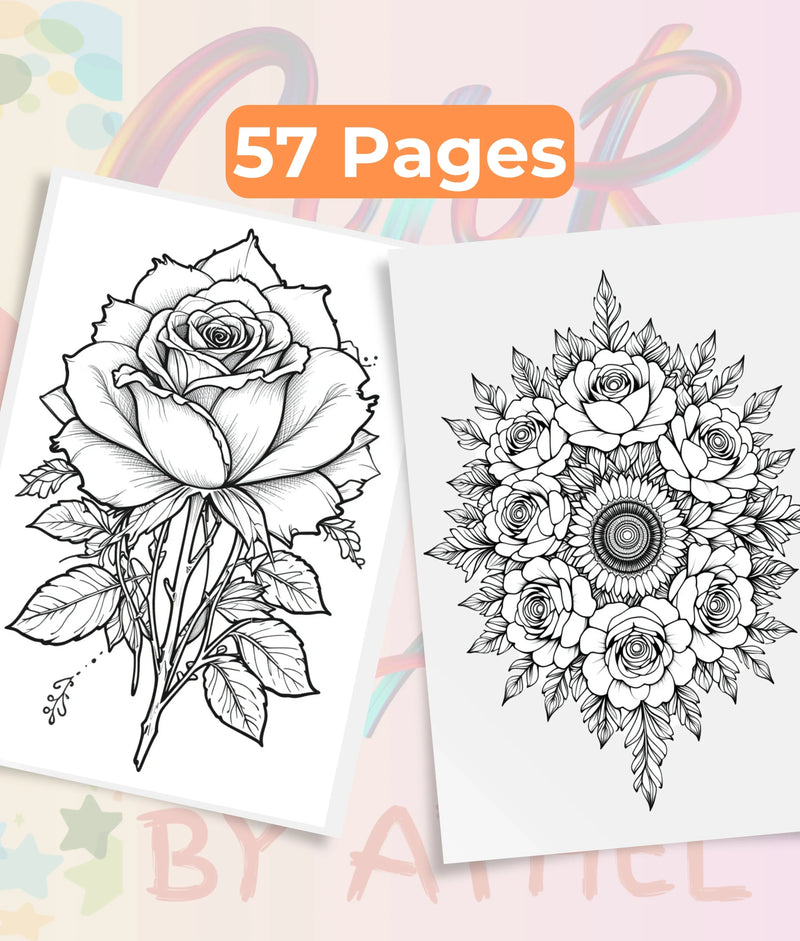 Rose Mandala Coloring Book Bundle - CraftNest - Digital Crafting and Art