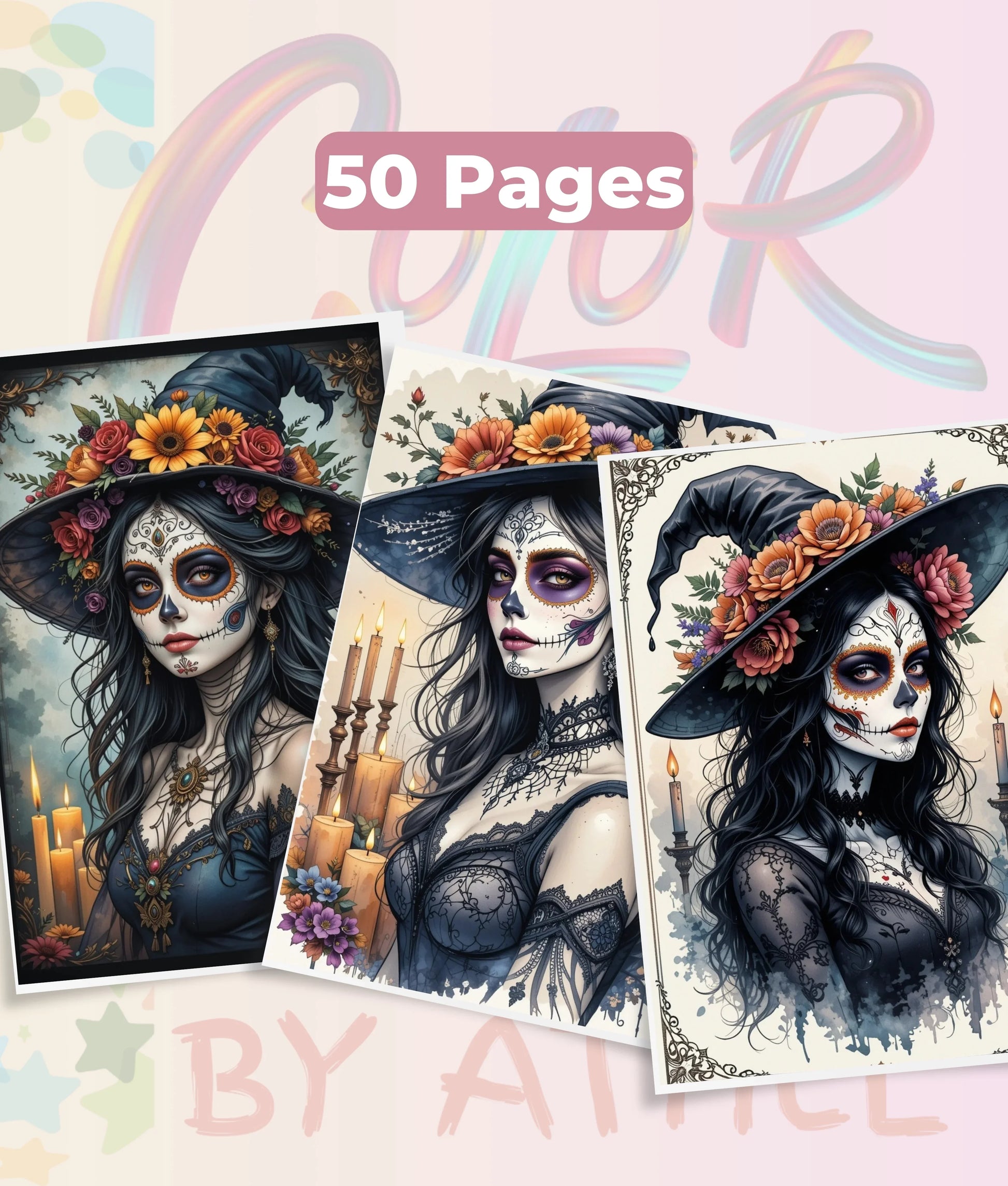Día de los Muertos Witch Sketch Coloring Book Bundle - CraftNest - Digital Crafting and Art