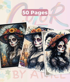 Día de los Muertos Witch Sketch Coloring Book Bundle - CraftNest - Digital Crafting and Art