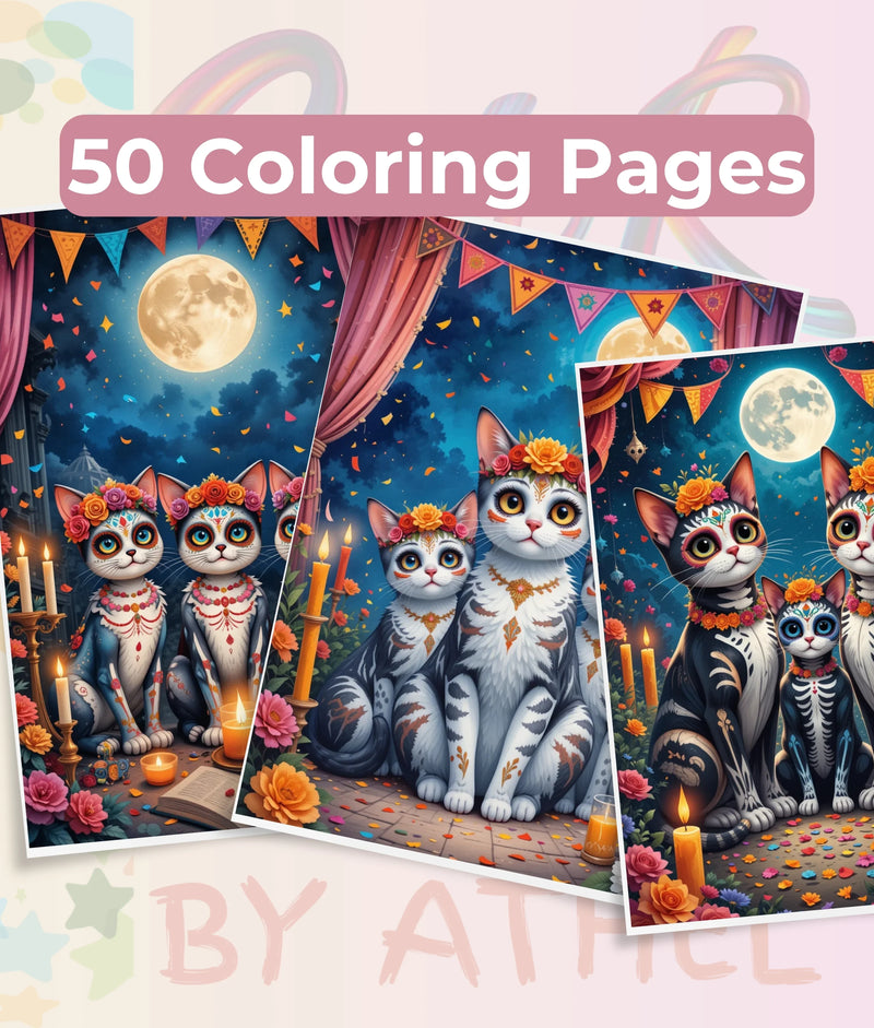 Dia de los Muertos Cats Coloring Book Bundle - CraftNest - Digital Crafting and Art