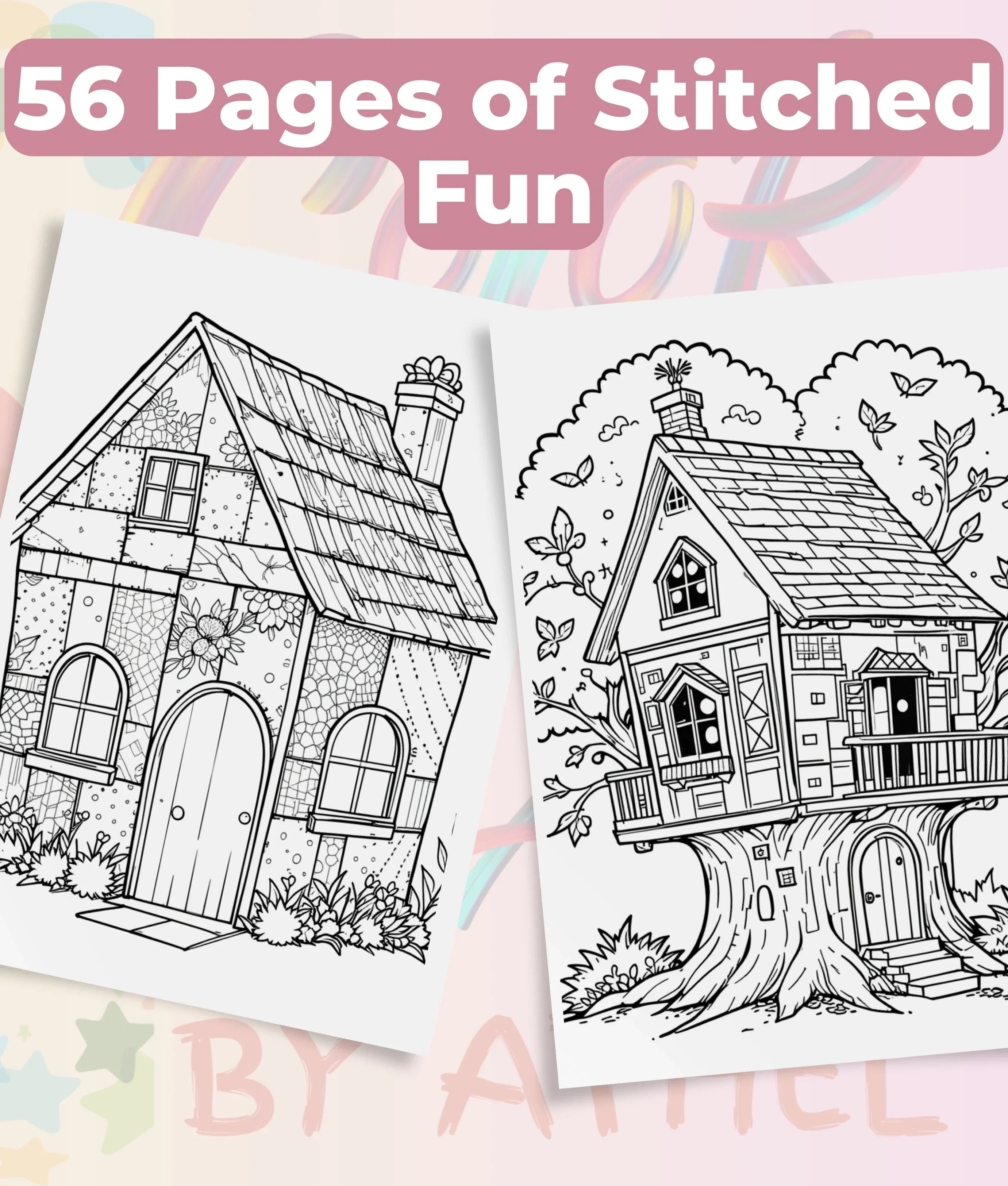 PatchworkStitched Vol 3: Houses Coloring Book Bundle - CraftNest - Digital Crafting and Art