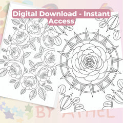 Rose Mandala Coloring Book Bundle - CraftNest - Digital Crafting and Art