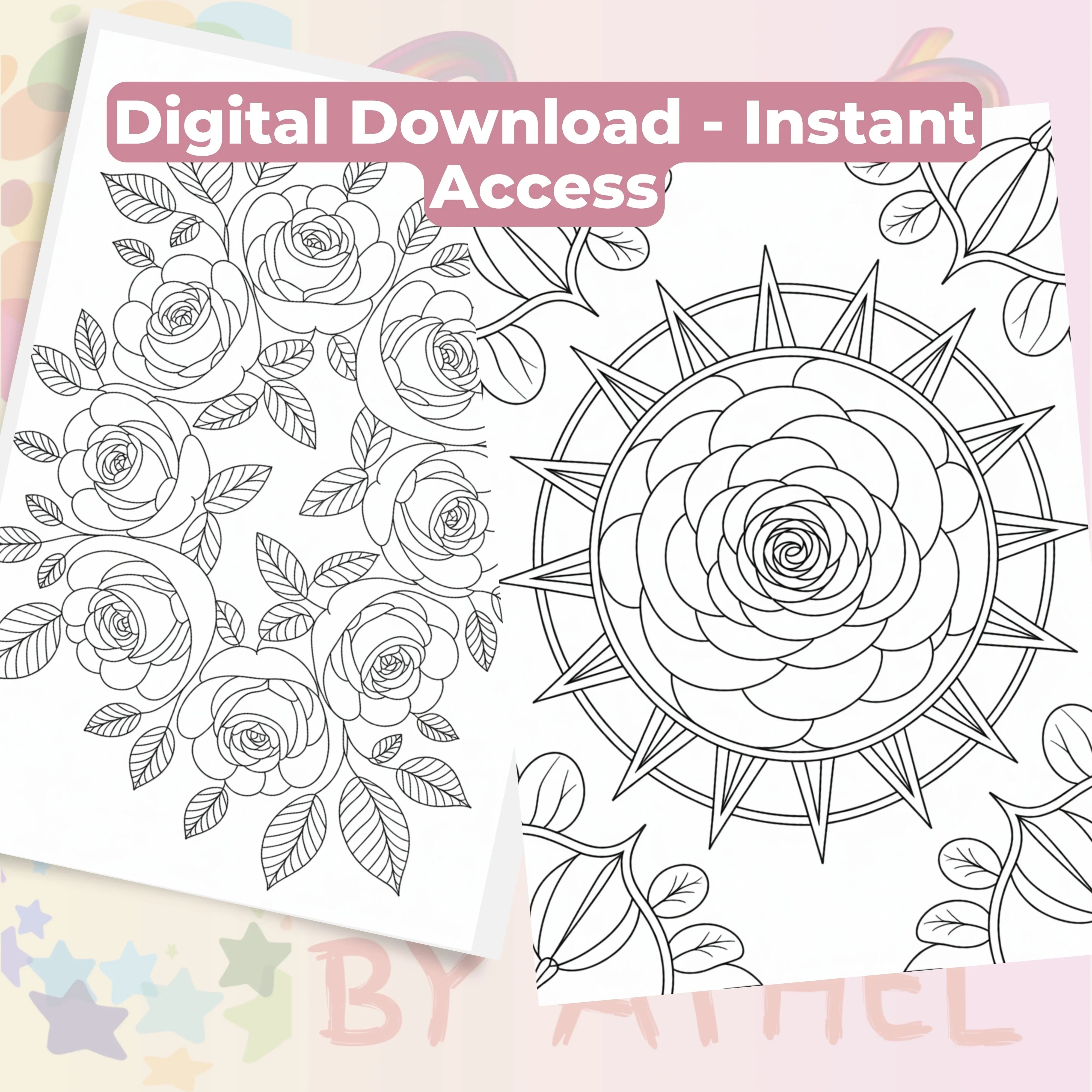 Rose Mandala Coloring Book Bundle - CraftNest - Digital Crafting and Art