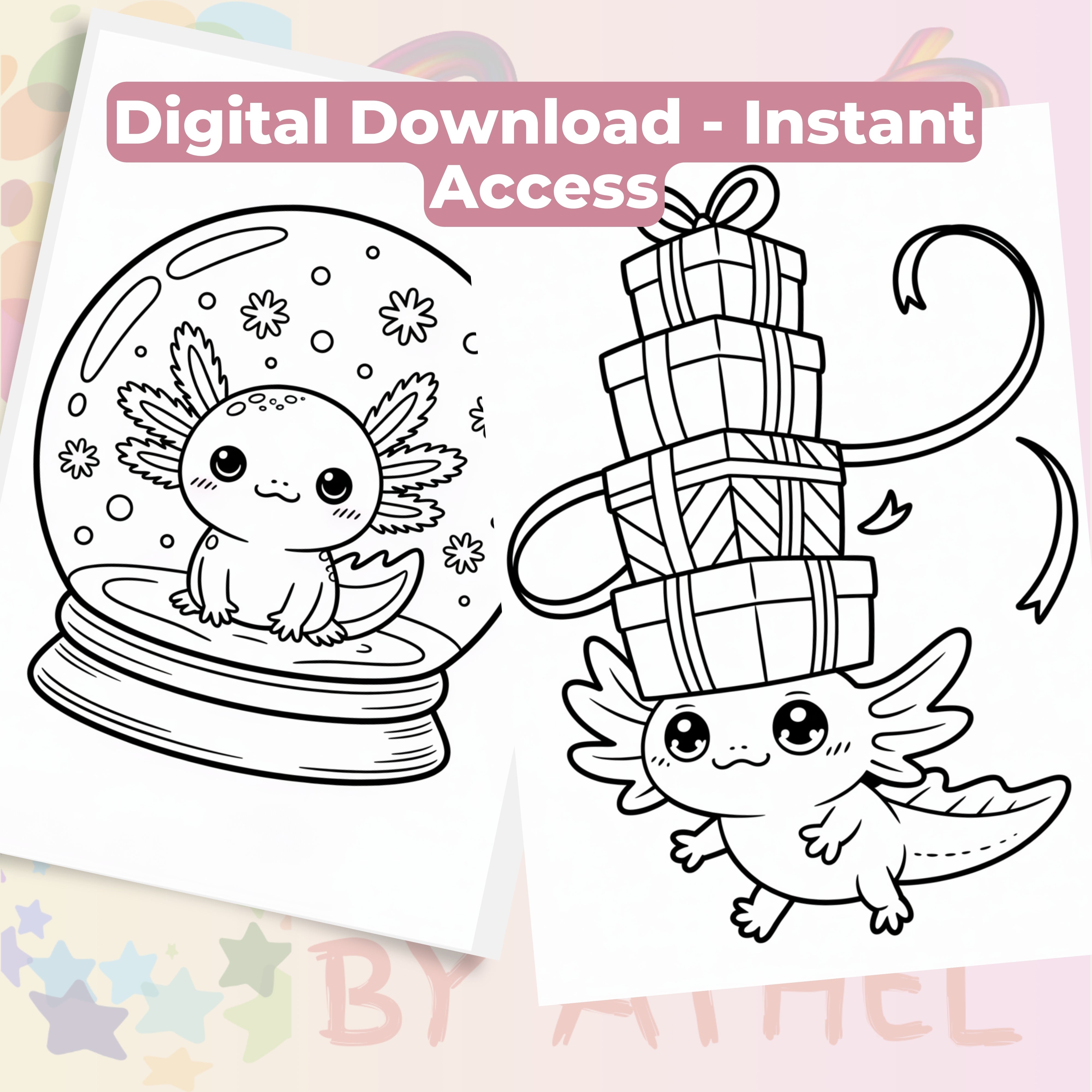 Axolotl Christmas Coloring Book Bundle