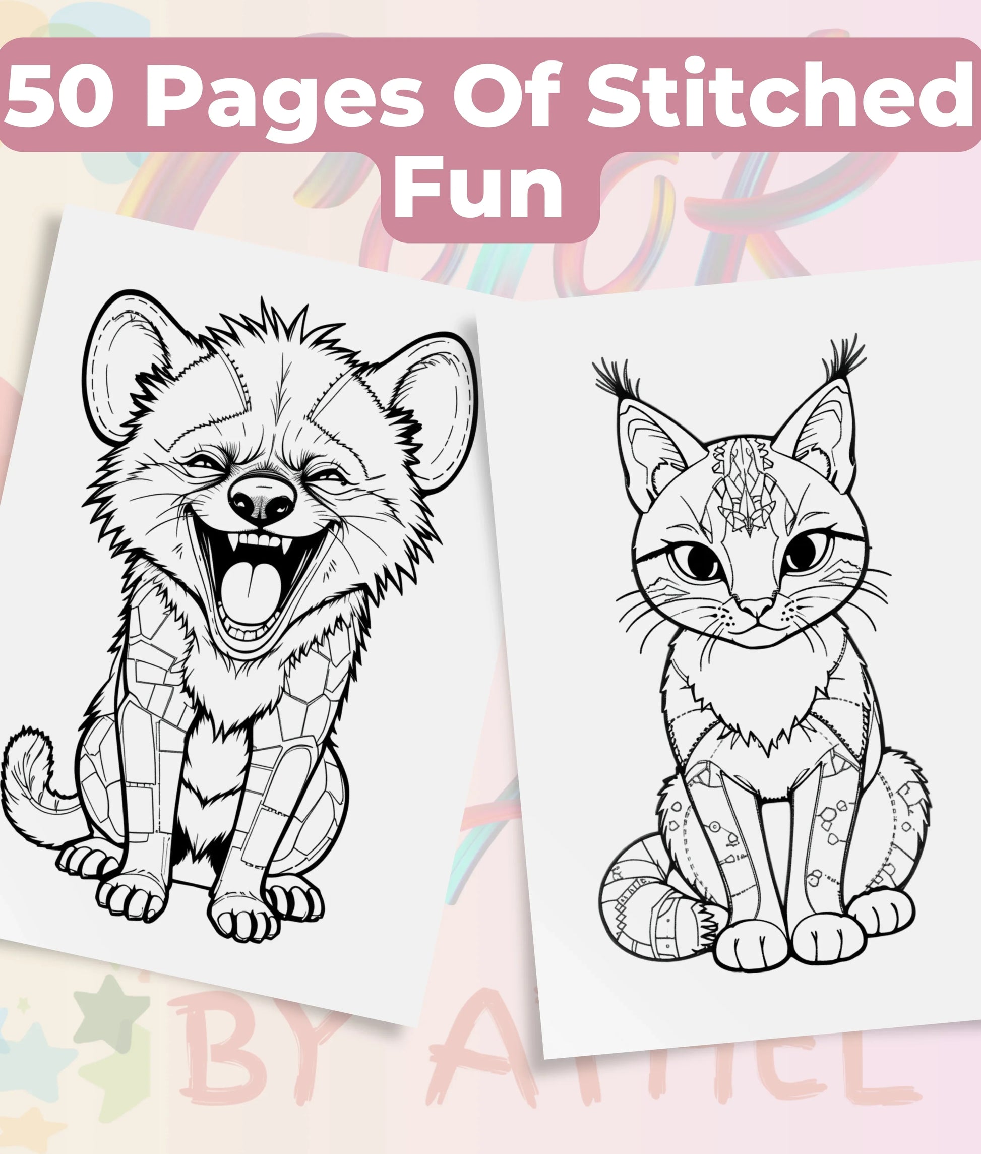 Patchwork Wild Animals Coloring Book Bundle - CraftNest - Digital Crafting and Art