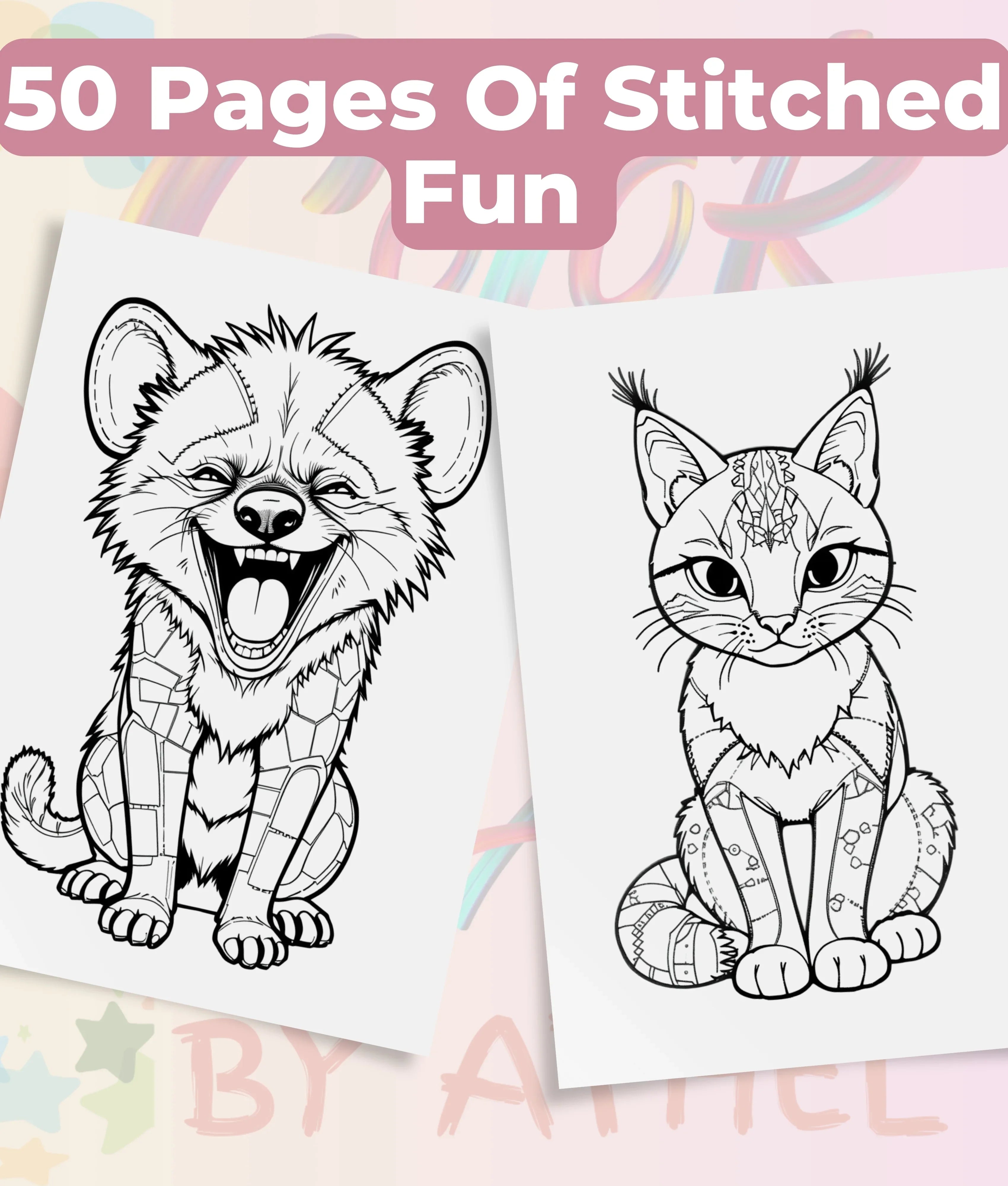 Patchwork Wild Animals Coloring Book Bundle - CraftNest - Digital Crafting and Art