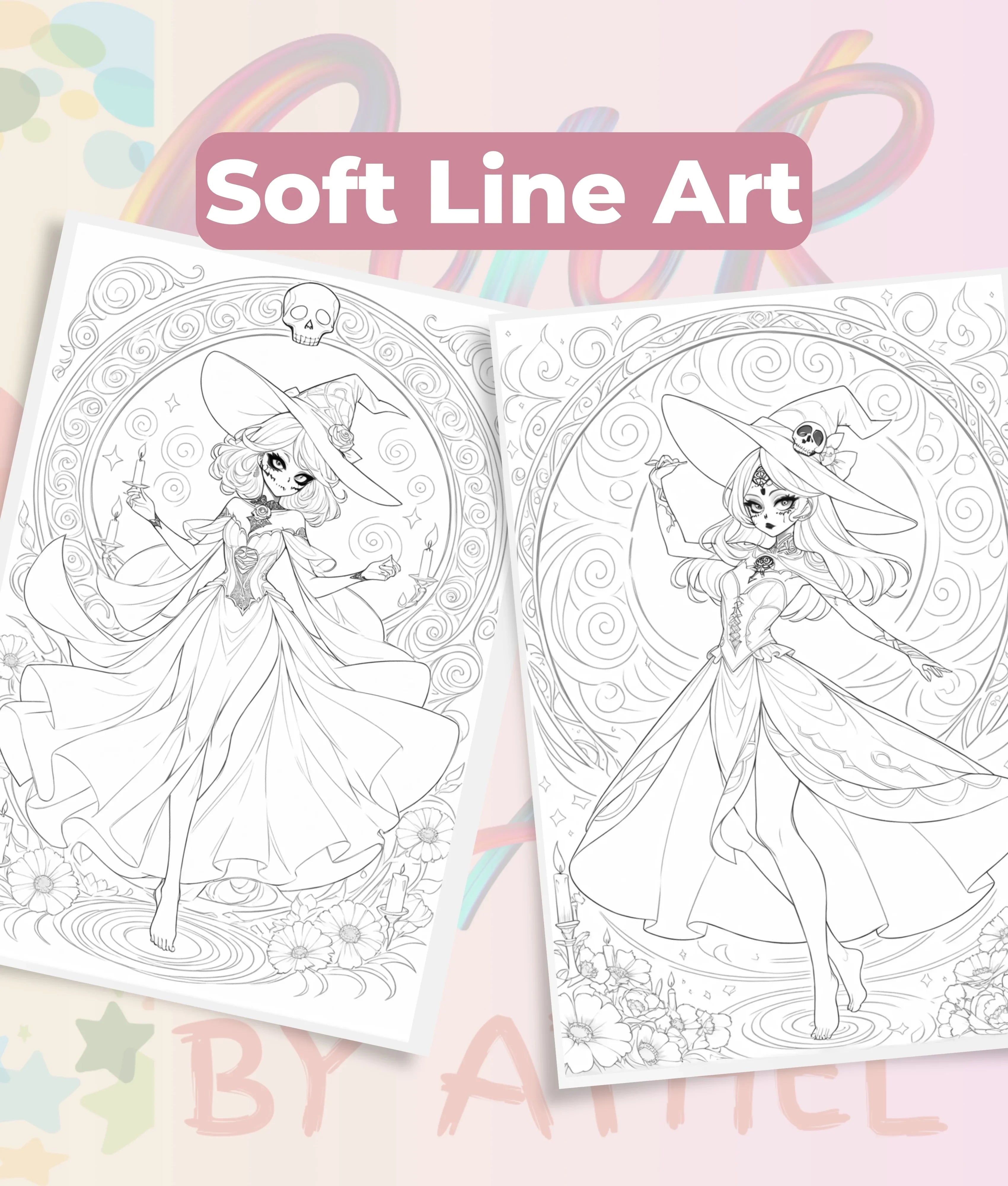 Día de los Muertos Witch Sketch Coloring Book Bundle - CraftNest - Digital Crafting and Art