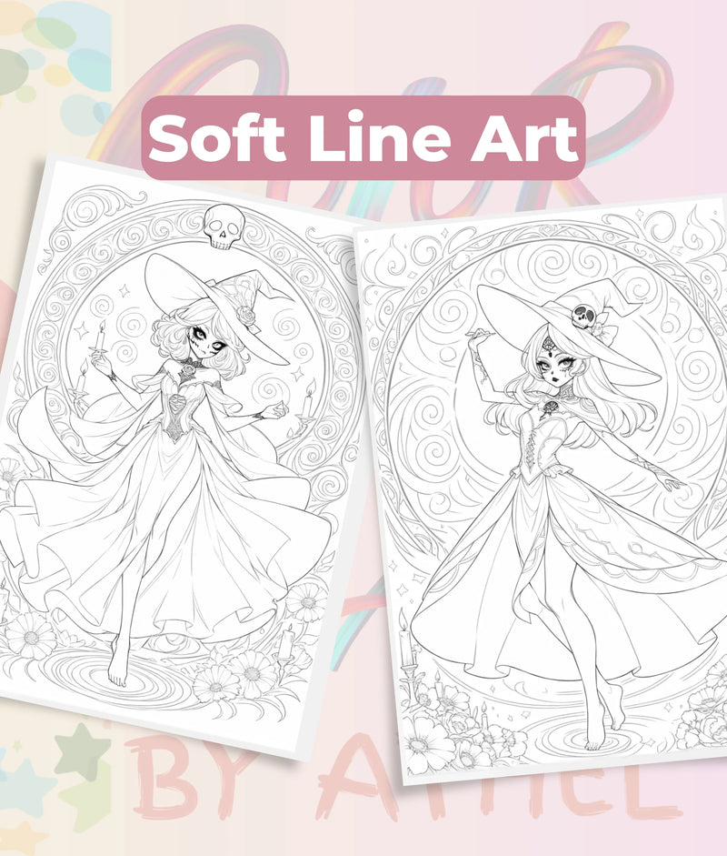 Día de los Muertos Witch Sketch Coloring Book Bundle - CraftNest - Digital Crafting and Art
