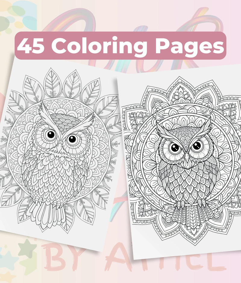 Owl Mandala Coloring Book Bundle - CraftNest - Digital Crafting and Art