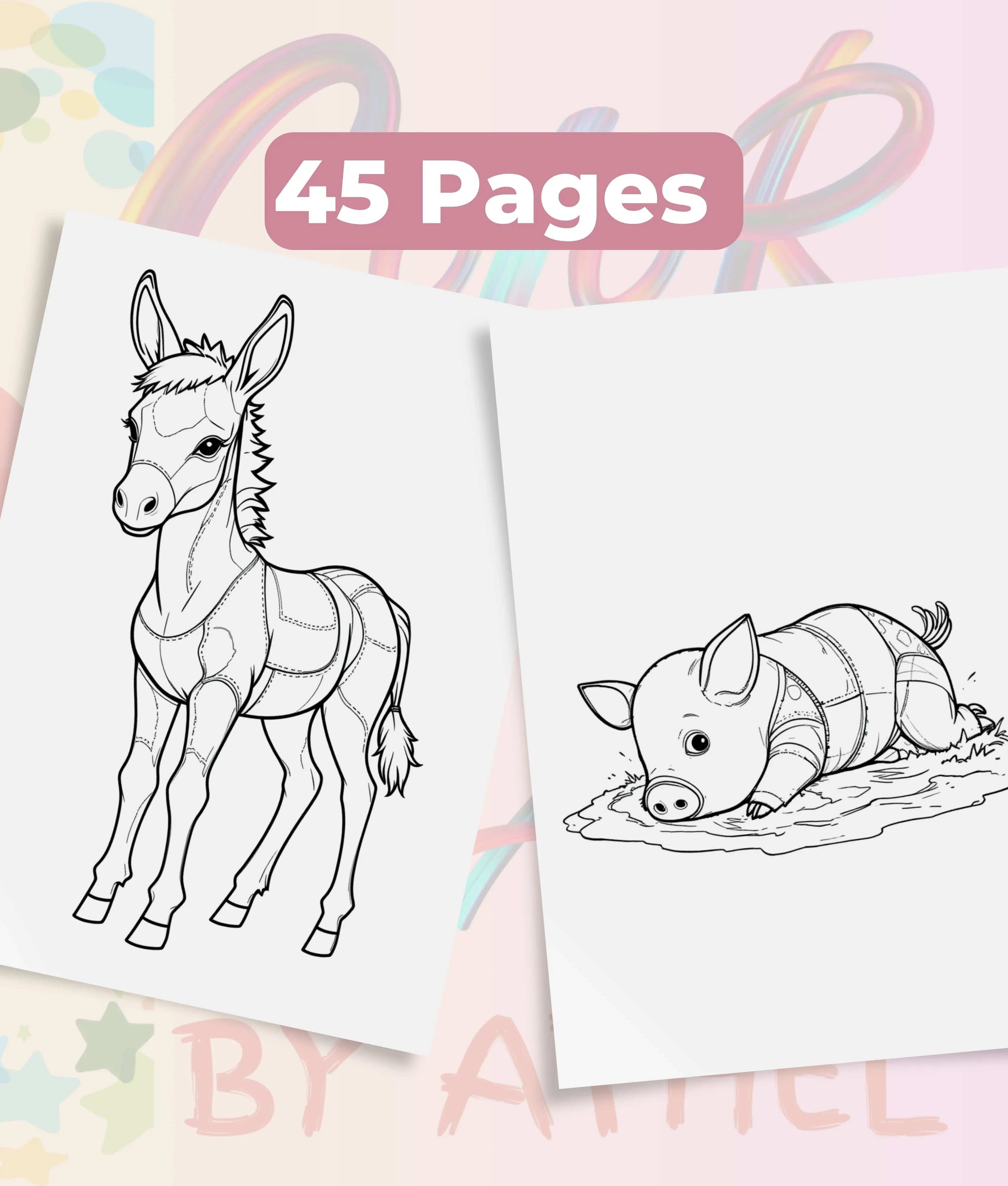 Patchwork Domestic Animals Coloring Book Bundle - CraftNest - Digital Crafting and Art