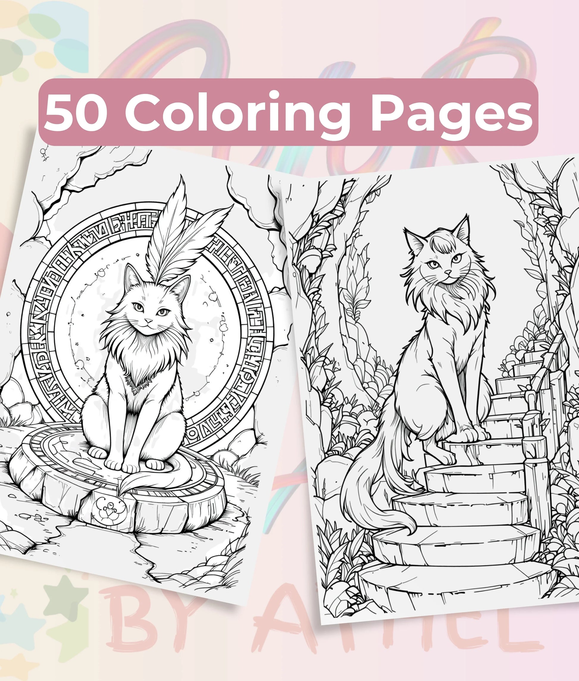 Majestic Enchanted Cats Coloring Book Bundle - CraftNest - Digital Crafting and Art