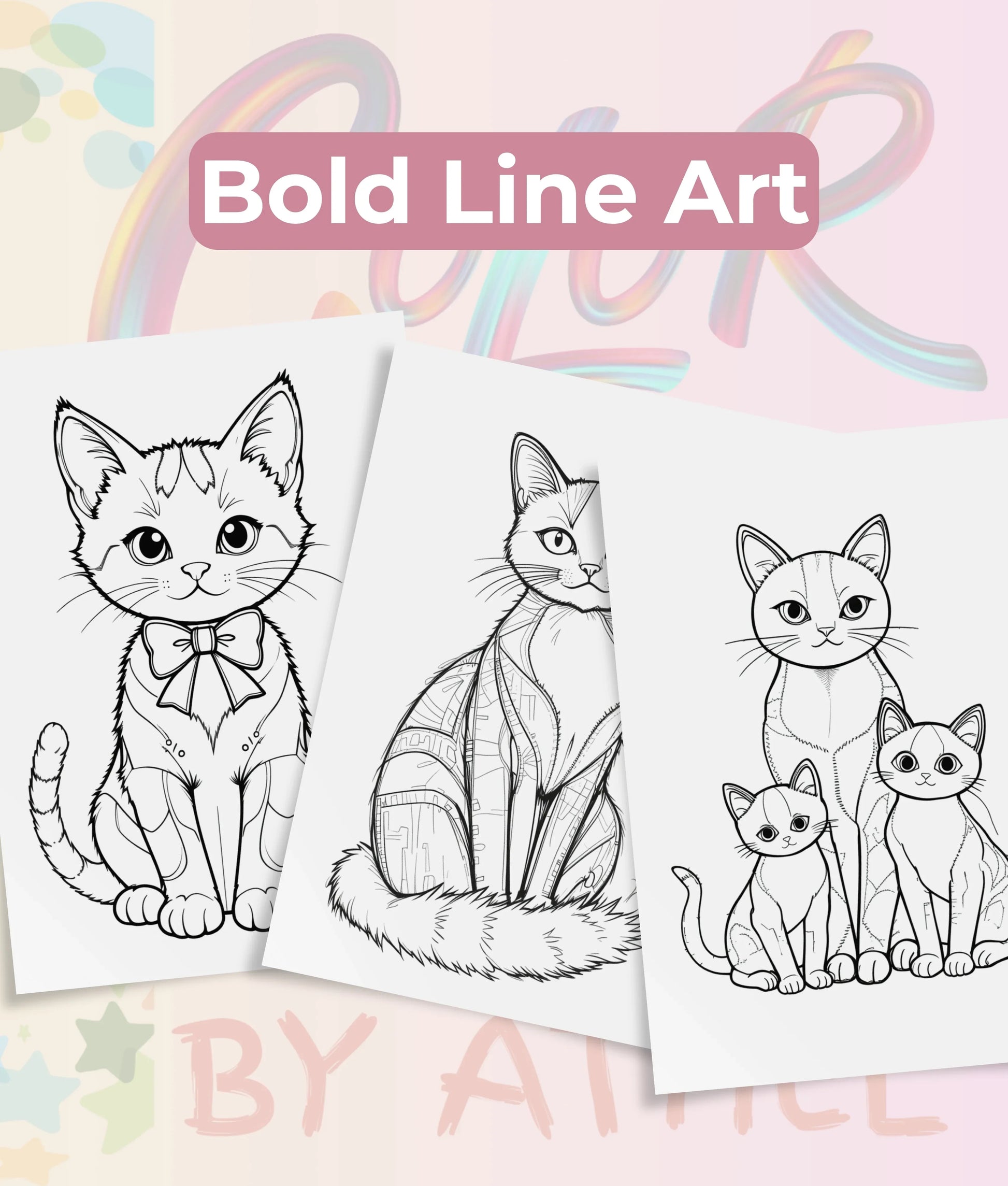 PatchworkStitched Cats Coloring Book Series Vol 6 - CraftNest - Digital Crafting and Art