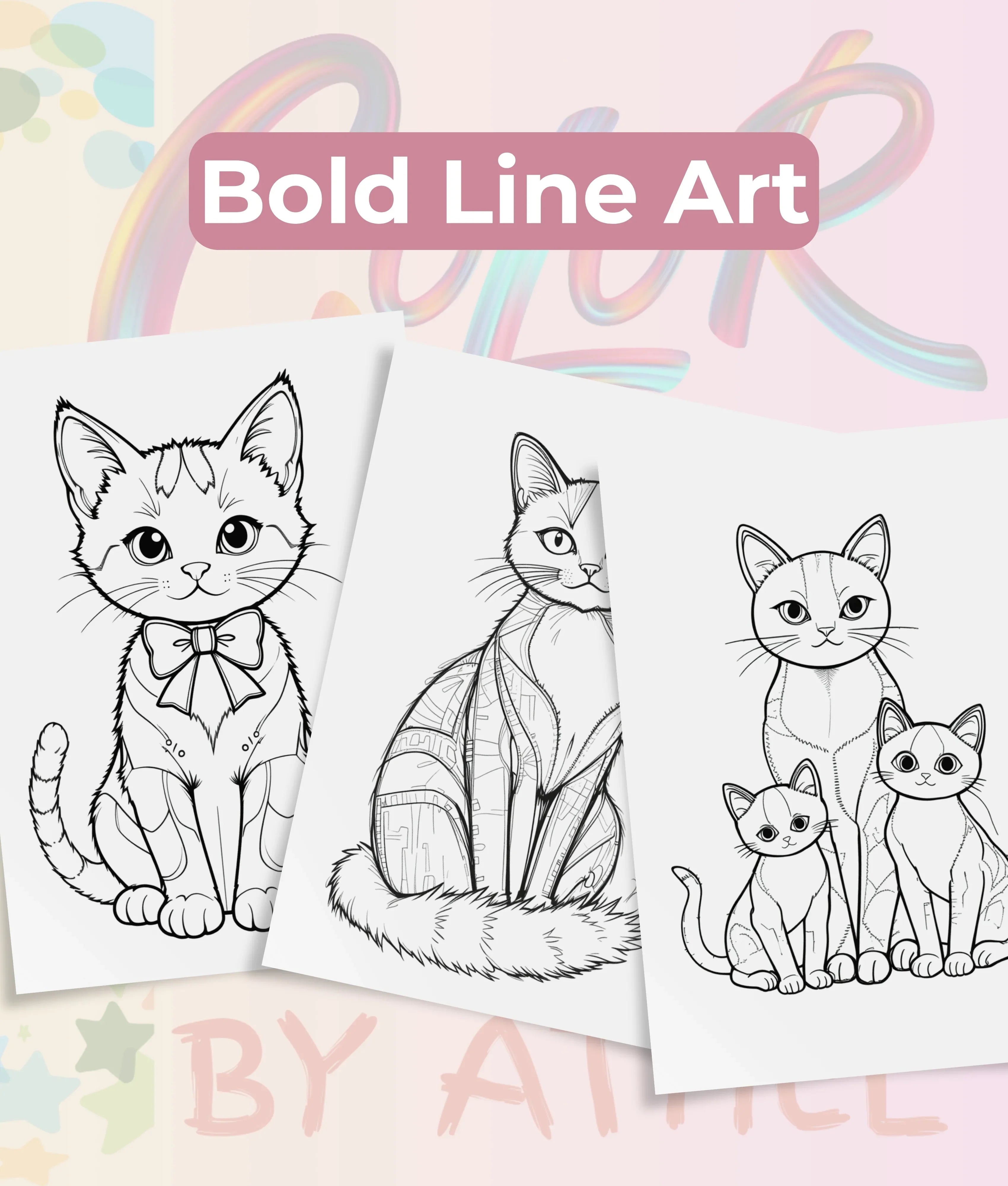 PatchworkStitched Cats Coloring Book Series Vol 6 - CraftNest - Digital Crafting and Art