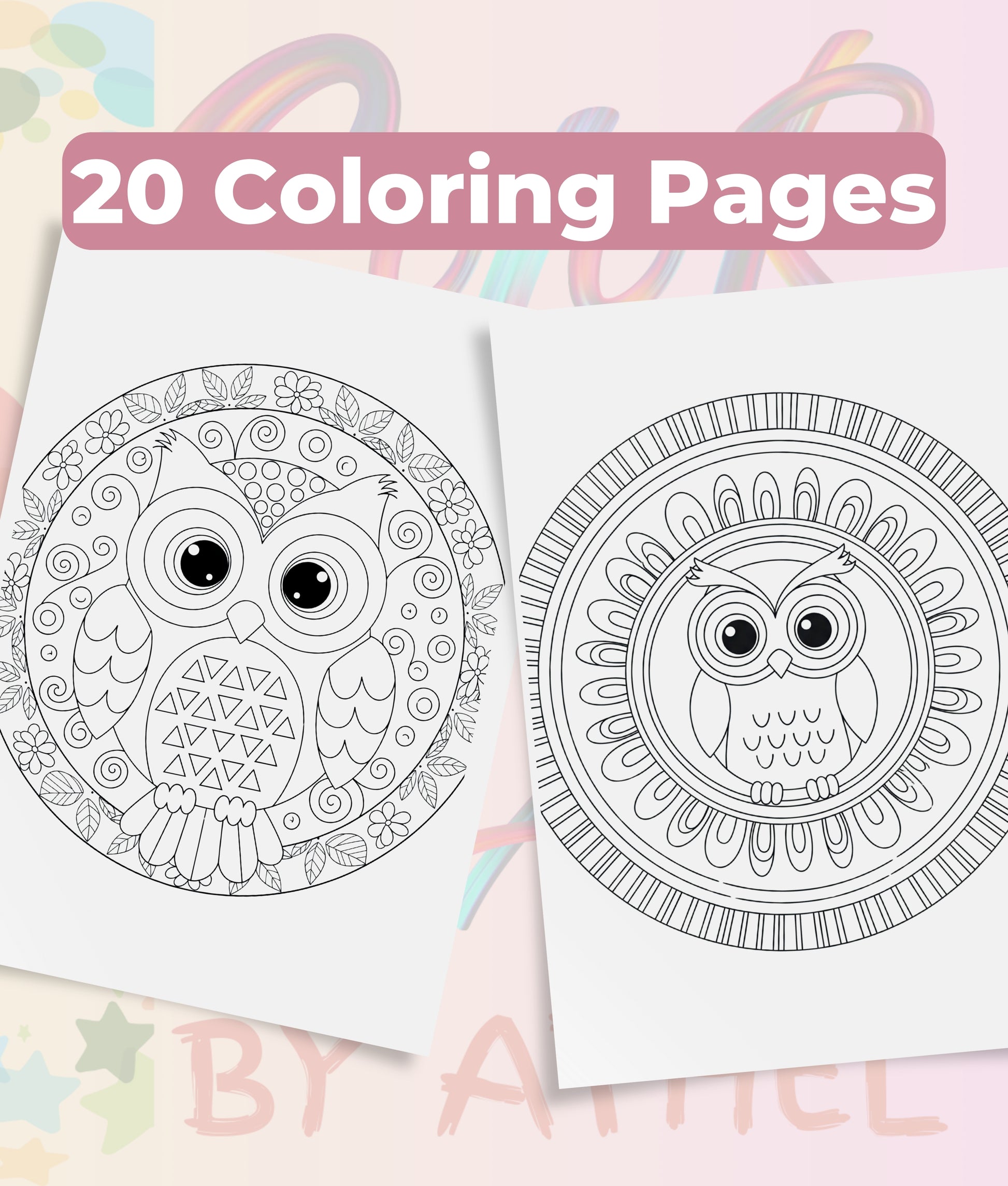 Kids Owl Mandala Coloring Book Bundle - CraftNest - Digital Crafting and Art