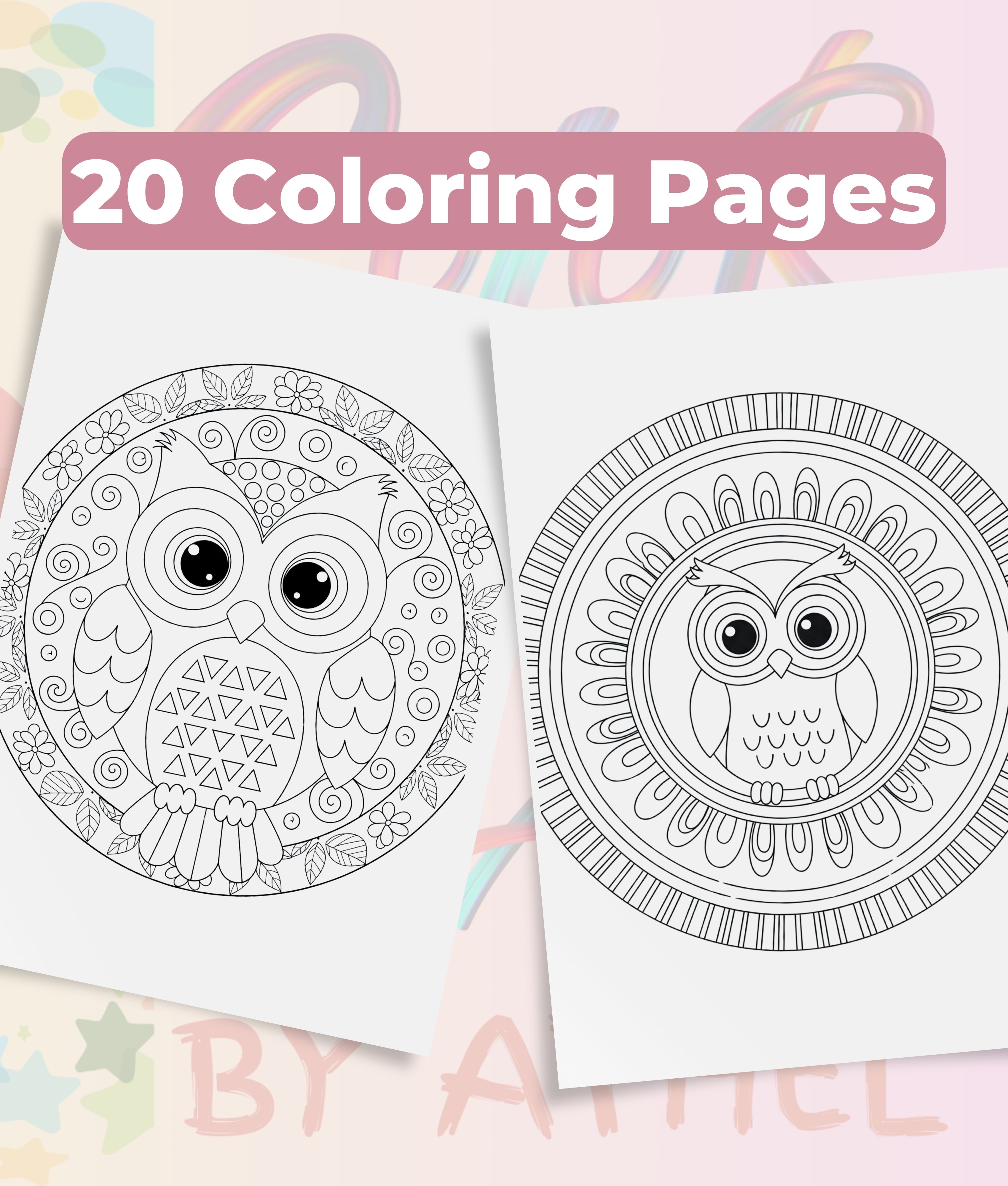 Kids Owl Mandala Coloring Book Bundle - CraftNest - Digital Crafting and Art