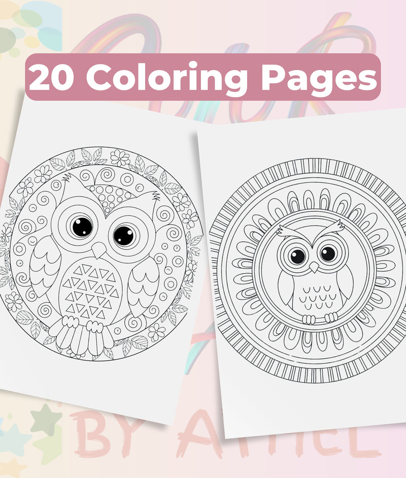 Kids Owl Mandala Coloring Book Bundle - CraftNest - Digital Crafting and Art