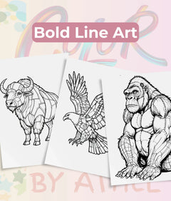 Patchwork Wild Animals Coloring Book Bundle - CraftNest - Digital Crafting and Art