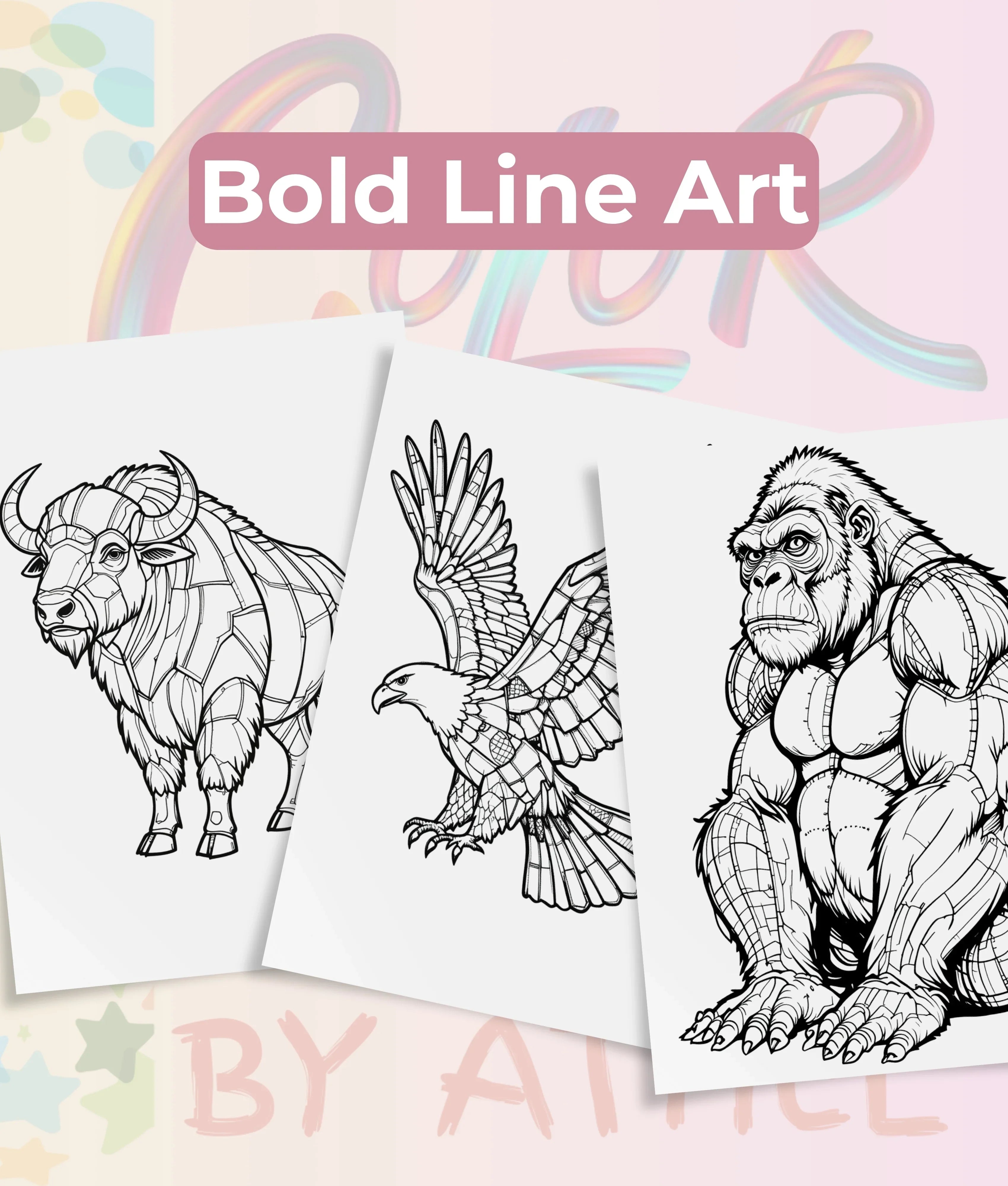Patchwork Wild Animals Coloring Book Bundle - CraftNest - Digital Crafting and Art