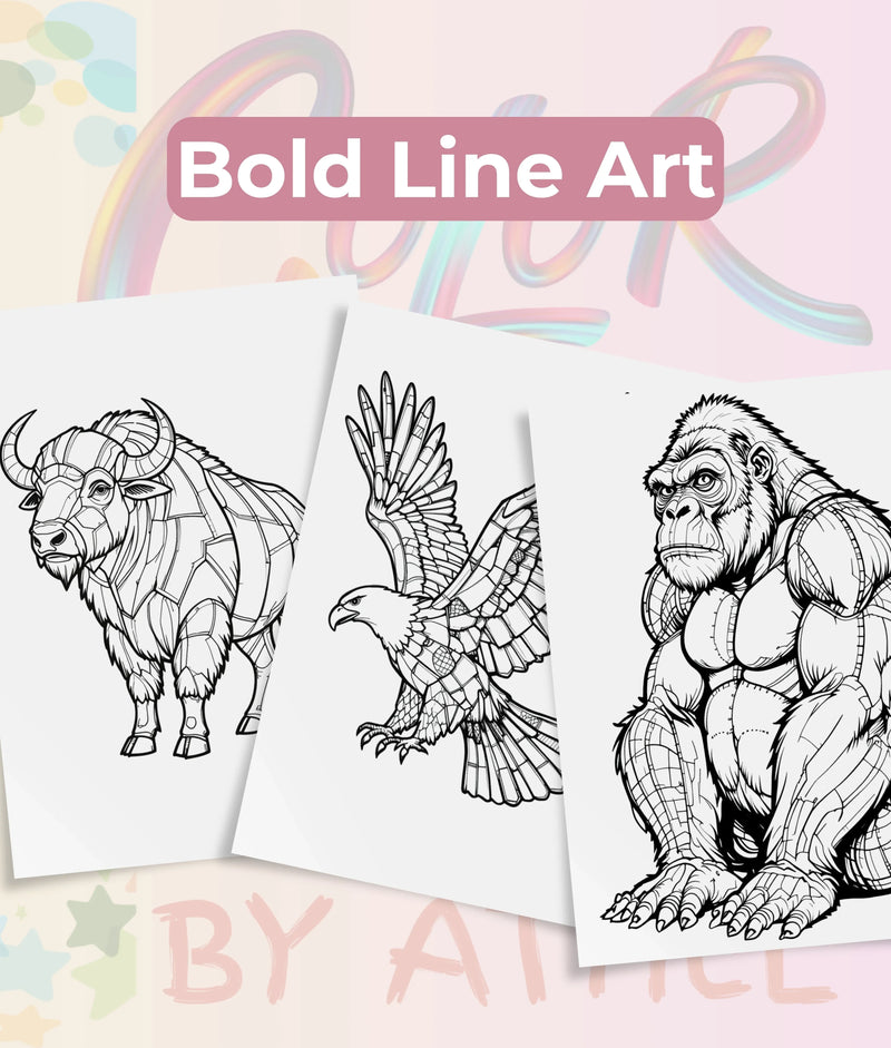 Patchwork Wild Animals Coloring Book Bundle - CraftNest - Digital Crafting and Art