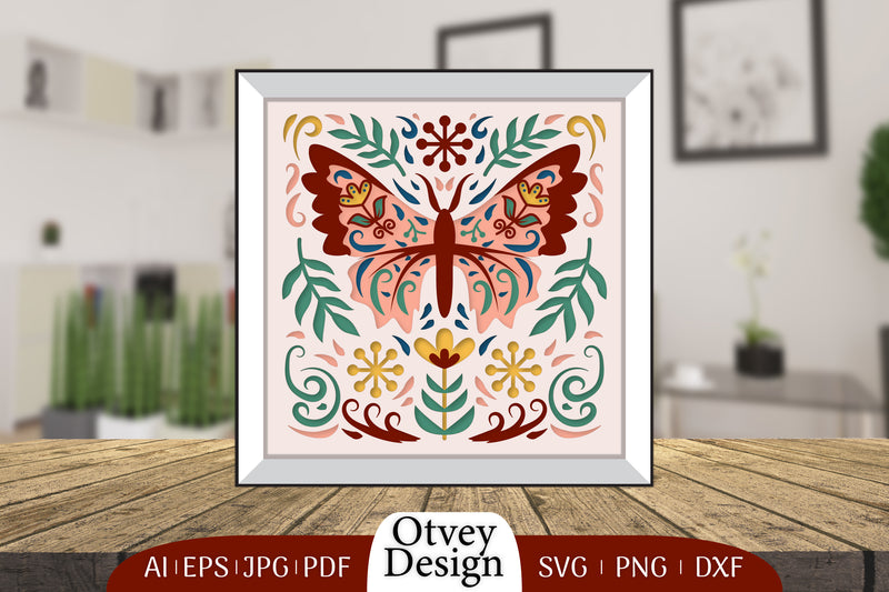 Butterfly Folk Art 3D Shadow Box SVG Bundle 6 - CraftNest - Digital Crafting and Art