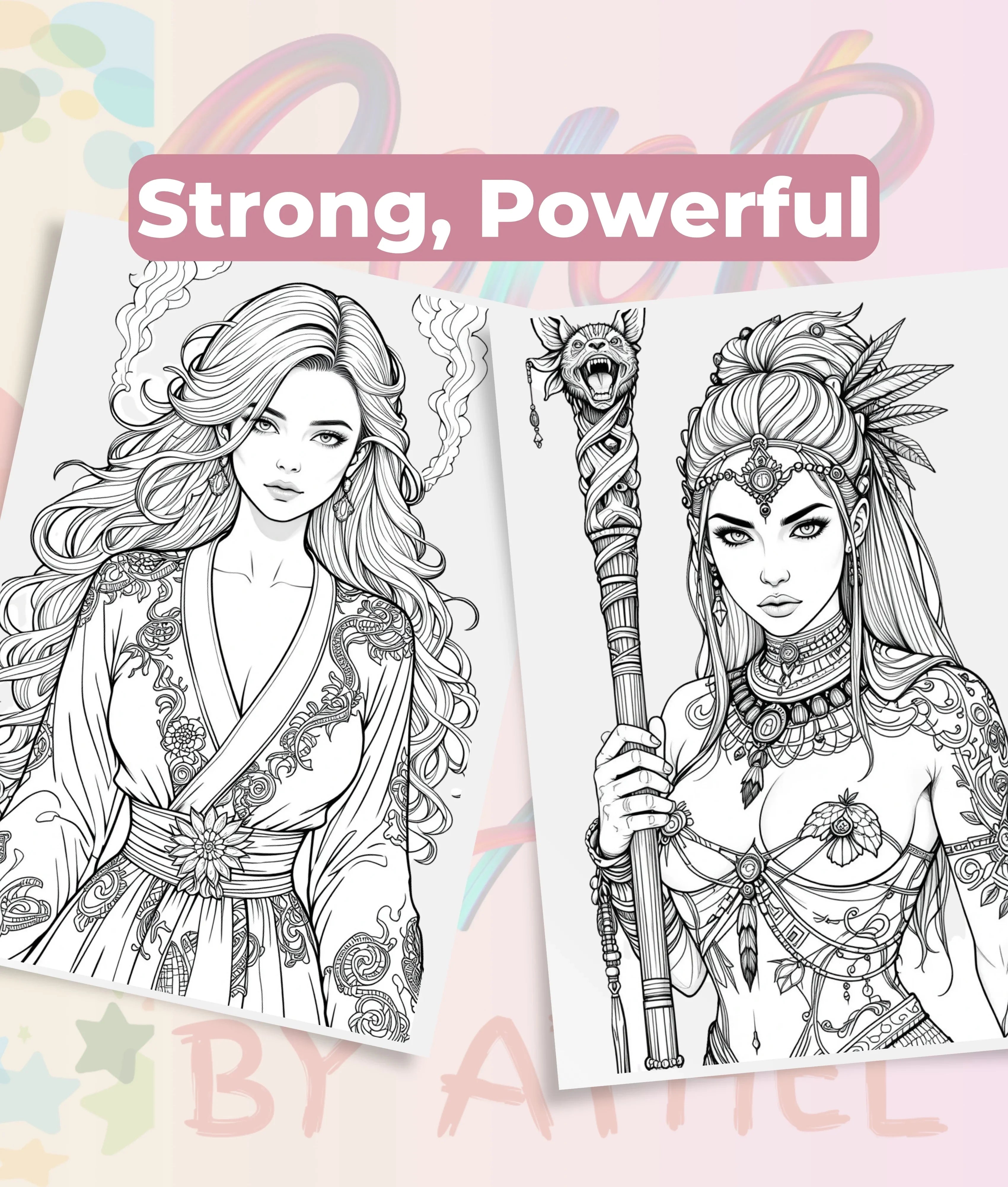 Fierce Fantasy Women Coloring Books Bundle - CraftNest - Digital Crafting and Art