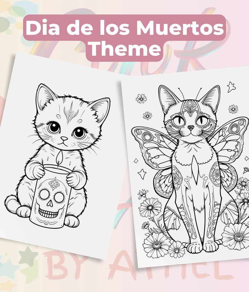 Dia de los Muertos Cats Coloring Book Bundle - CraftNest - Digital Crafting and Art