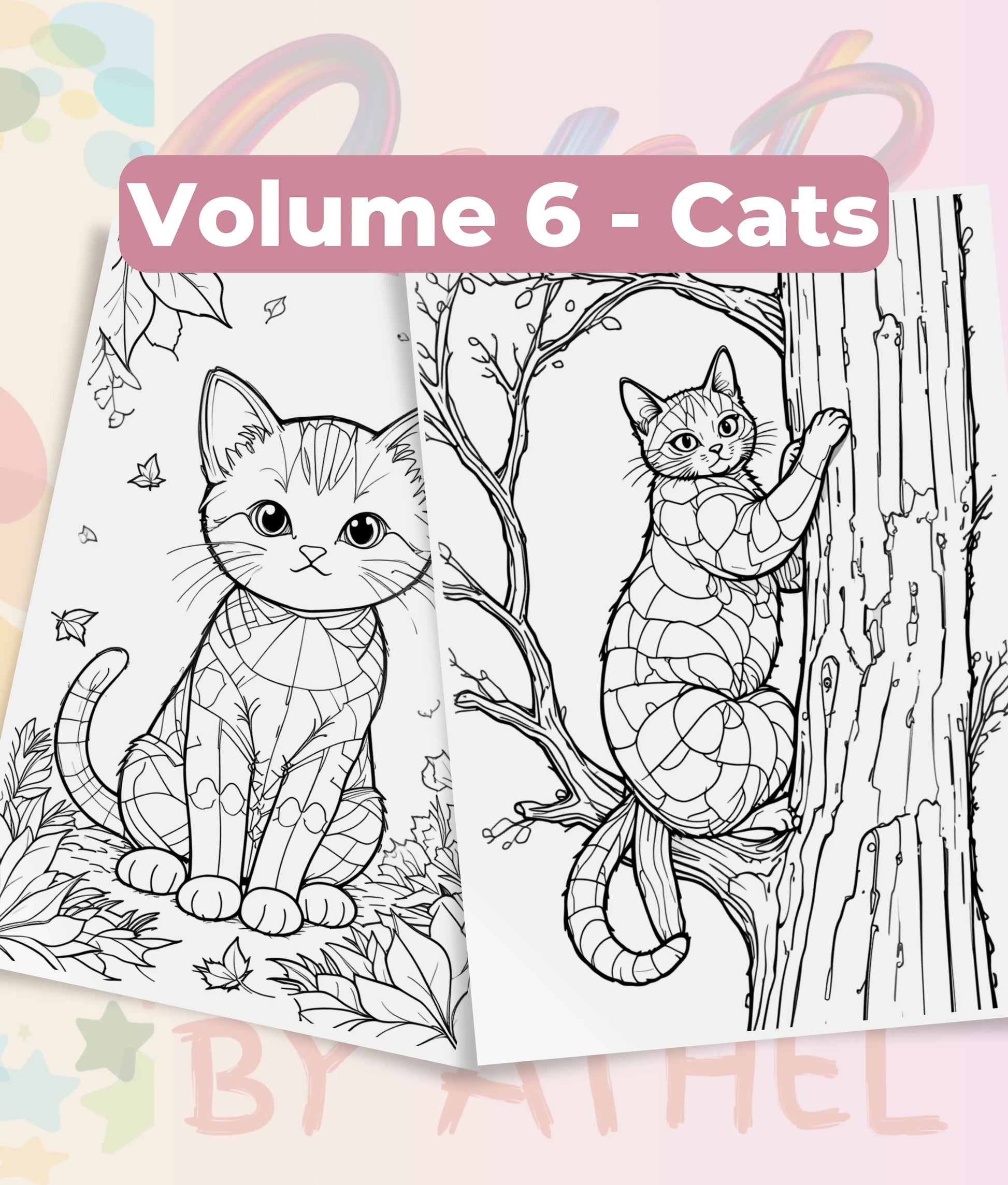 PatchworkStitched Cats Coloring Book Series Vol 6 - CraftNest - Digital Crafting and Art