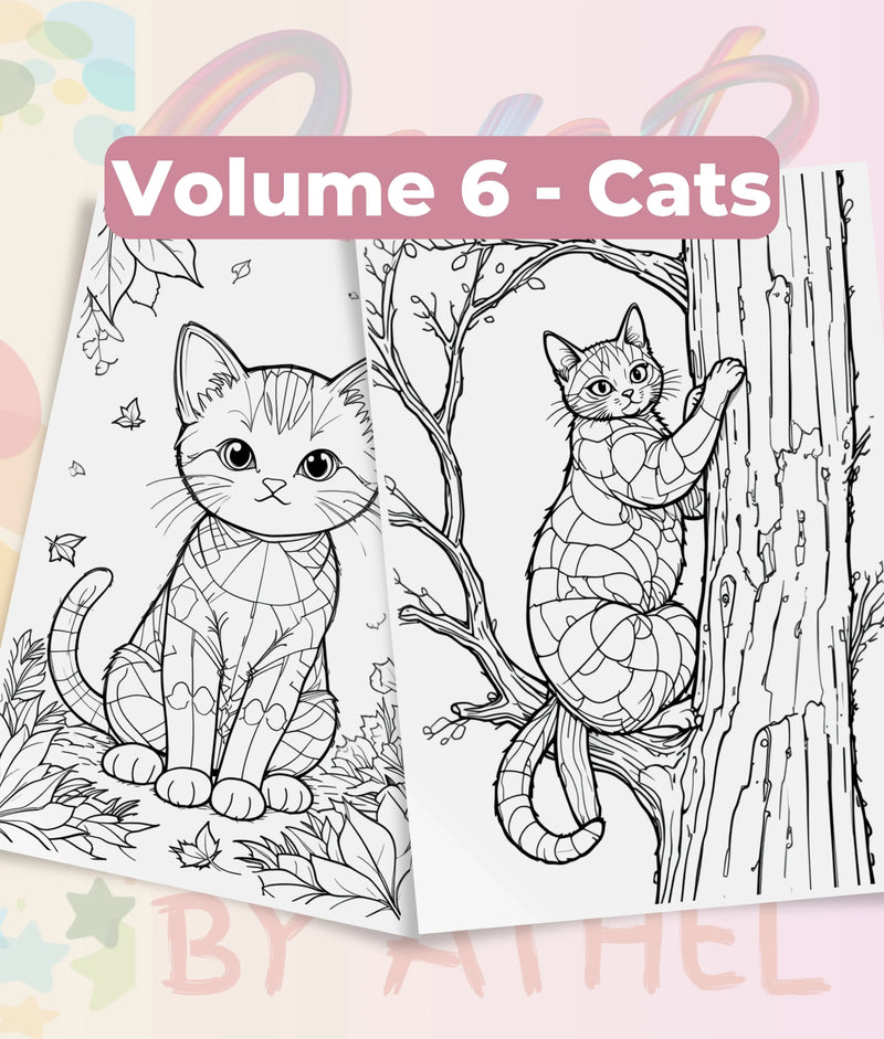 PatchworkStitched Cats Coloring Book Series Vol 6 - CraftNest - Digital Crafting and Art
