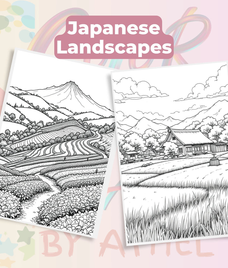 Japanese Landscape Coloring Book Bundle - CraftNest - Digital Crafting and Art
