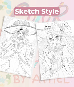 Día de los Muertos Witch Sketch Coloring Book Bundle - CraftNest - Digital Crafting and Art