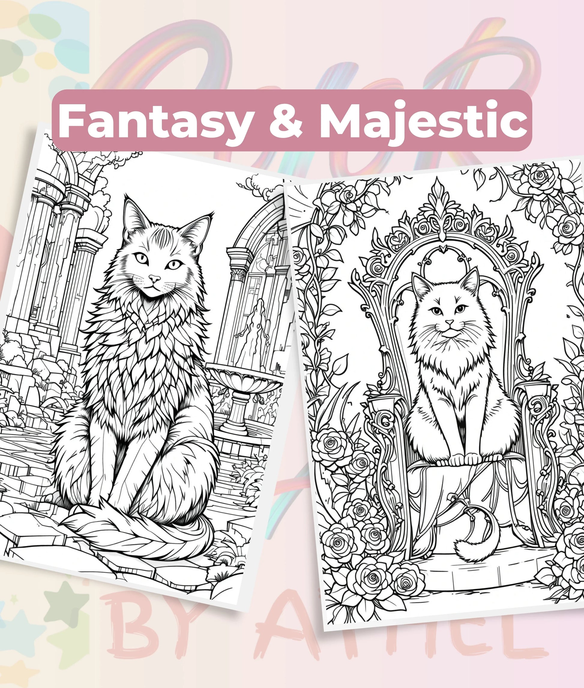 Majestic Enchanted Cats Coloring Book Bundle - CraftNest - Digital Crafting and Art