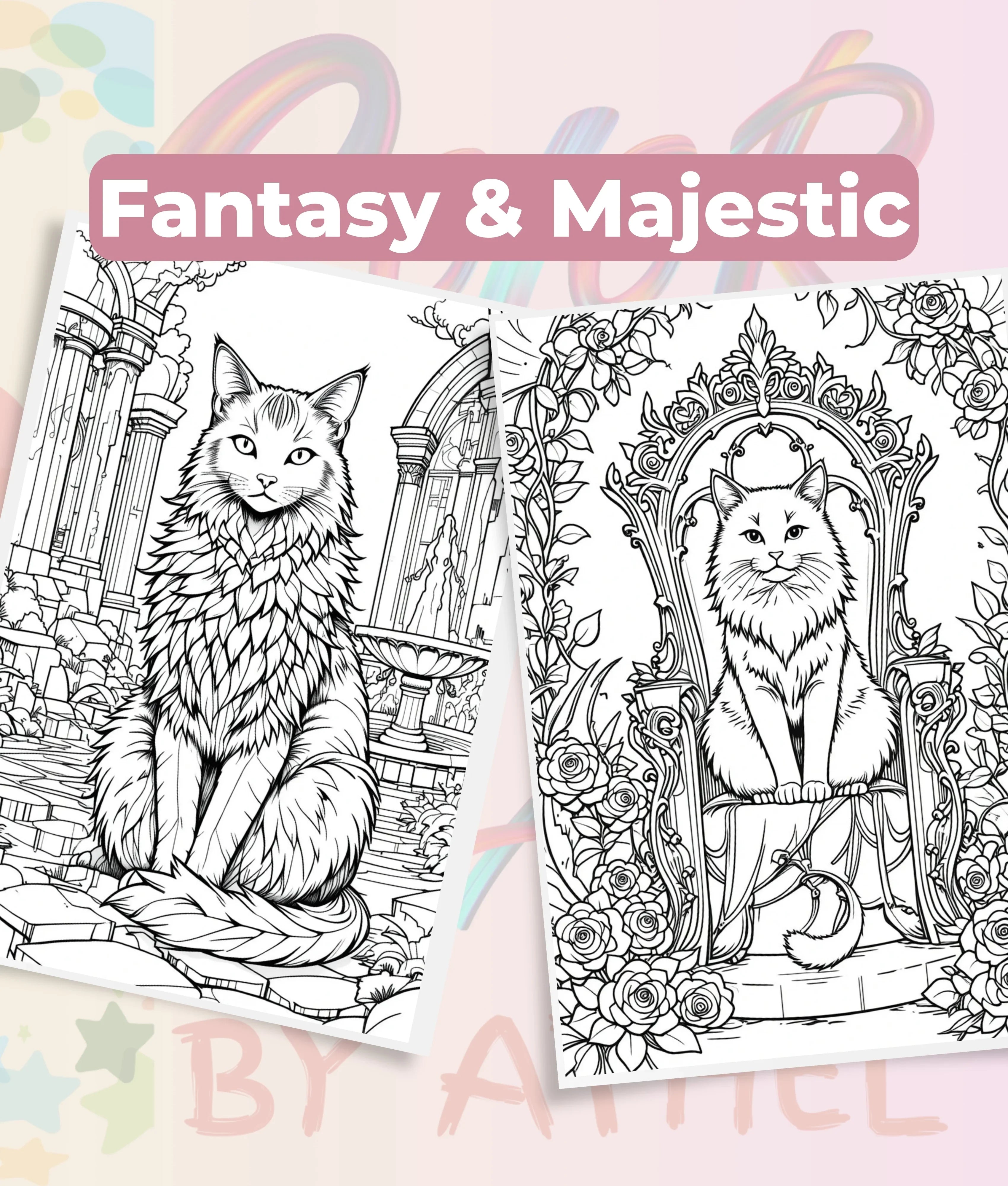 Majestic Enchanted Cats Coloring Book Bundle - CraftNest - Digital Crafting and Art