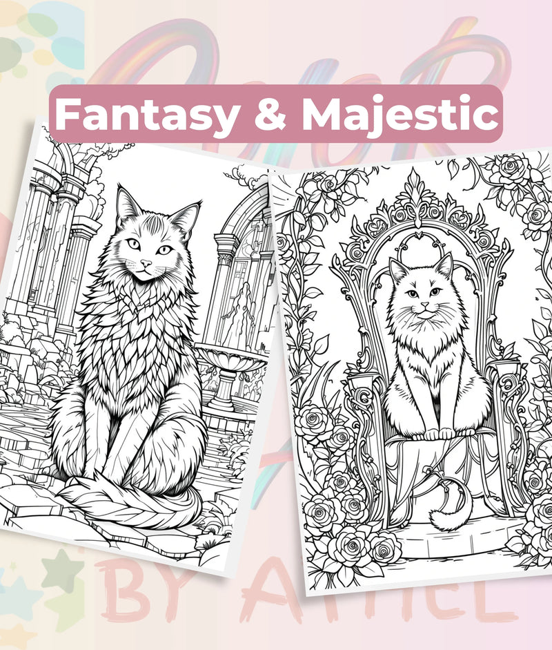 Majestic Enchanted Cats Coloring Book Bundle - CraftNest - Digital Crafting and Art