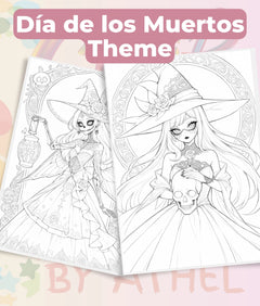 Día de los Muertos Witch Sketch Coloring Book Bundle - CraftNest - Digital Crafting and Art