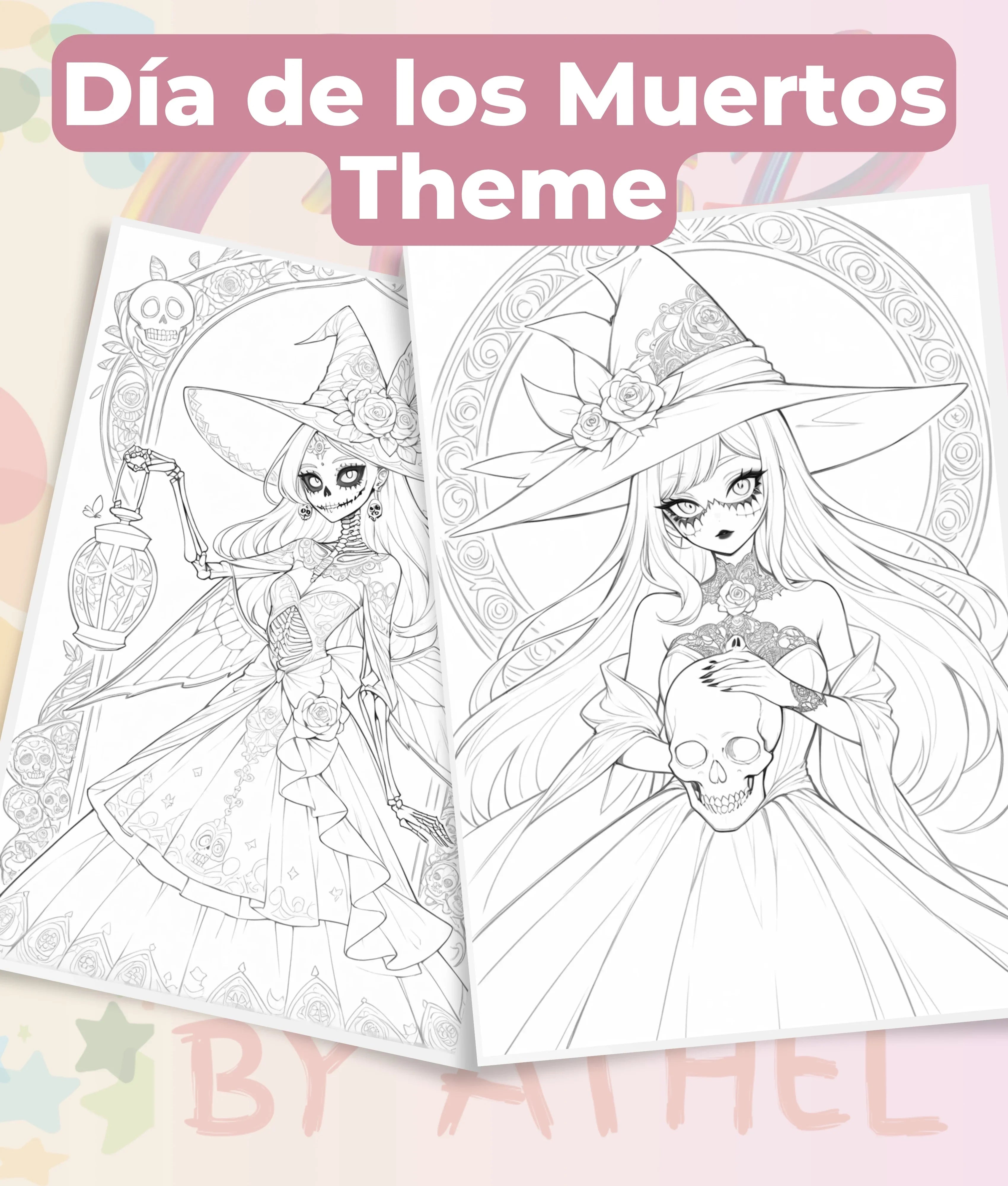 Día de los Muertos Witch Sketch Coloring Book Bundle - CraftNest - Digital Crafting and Art