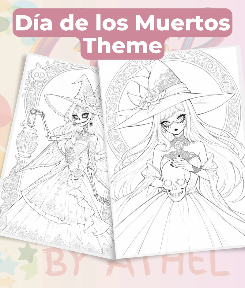 Día de los Muertos Witch Sketch Coloring Book Bundle - CraftNest - Digital Crafting and Art