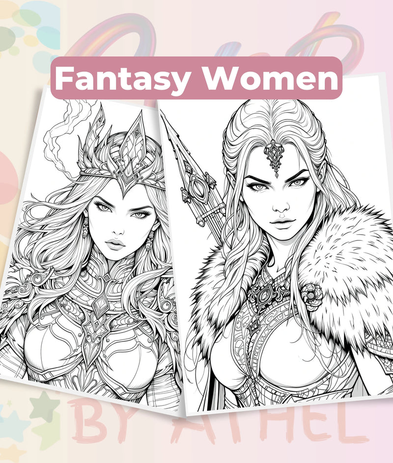 Fierce Fantasy Women Coloring Books Bundle - CraftNest - Digital Crafting and Art