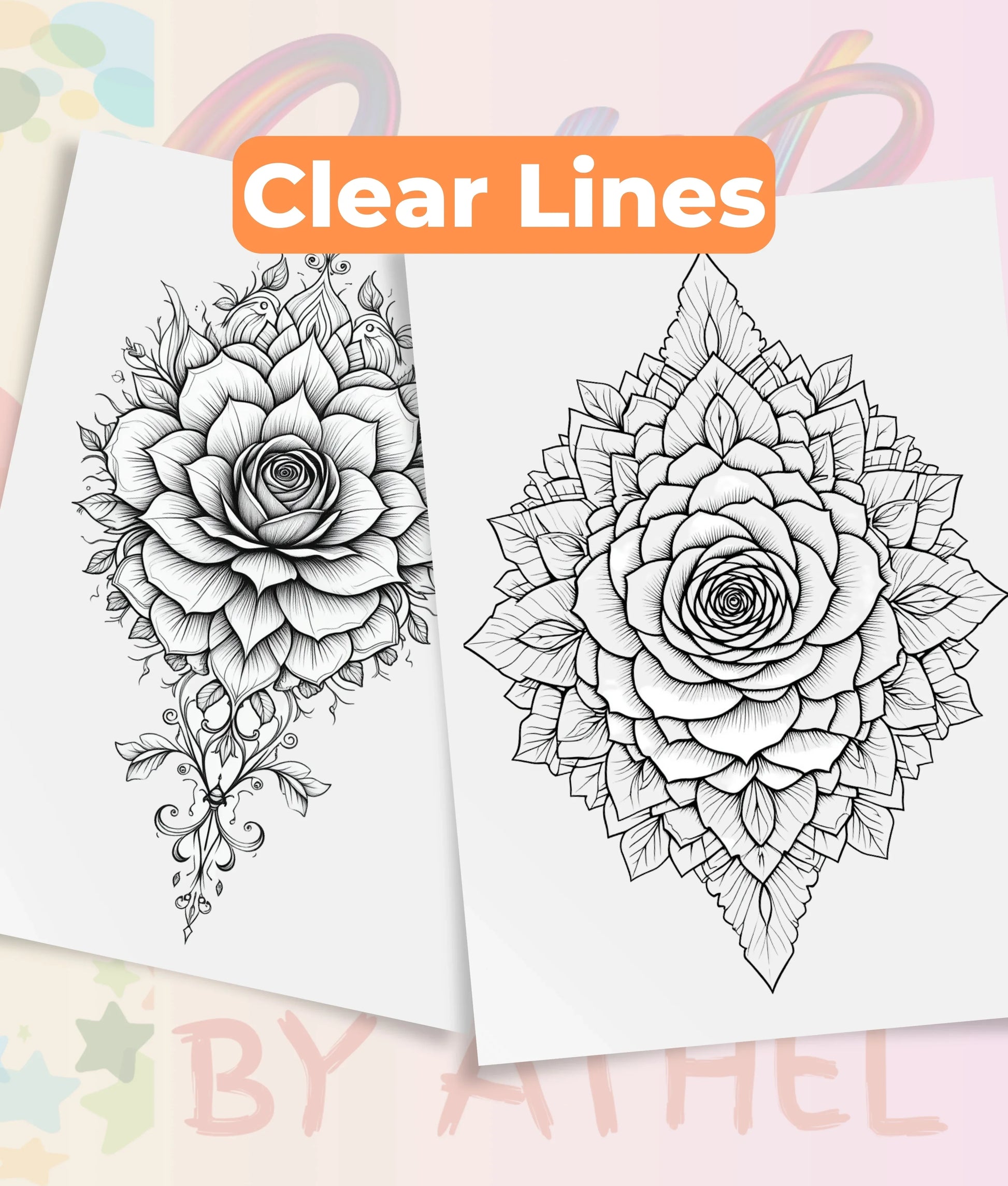 Rose Mandala Coloring Book Bundle - CraftNest - Digital Crafting and Art