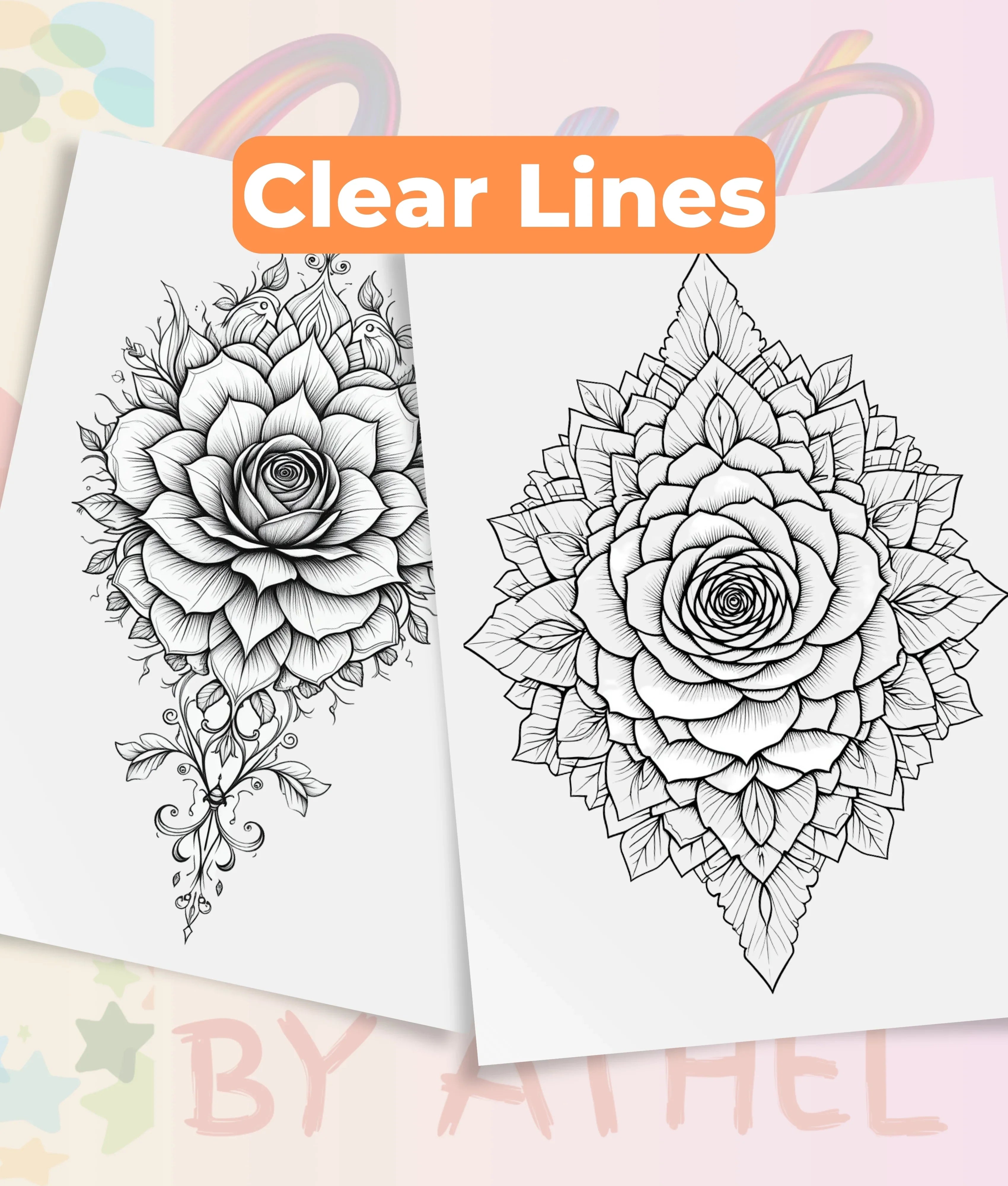 Rose Mandala Coloring Book Bundle - CraftNest - Digital Crafting and Art